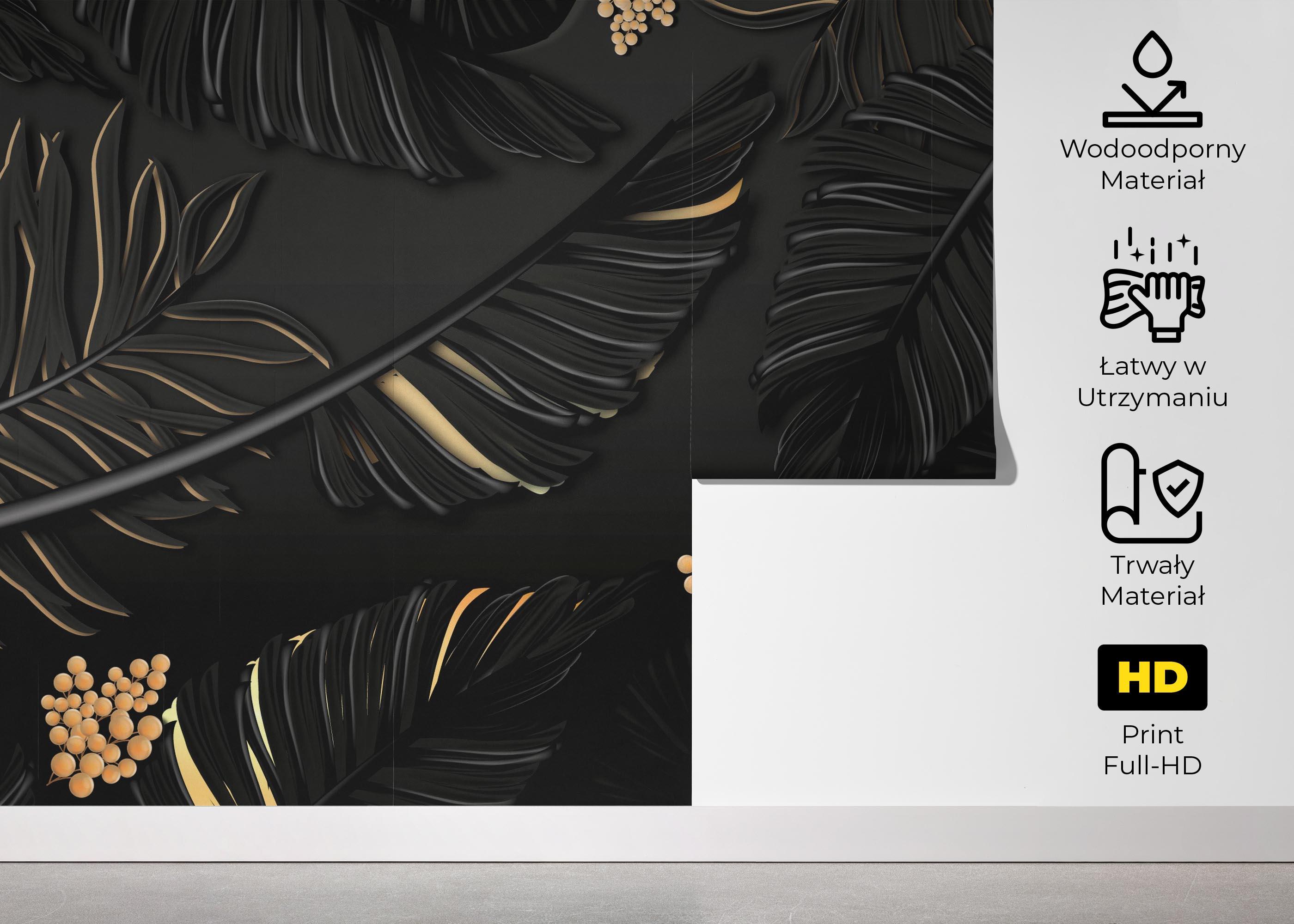 Fototapeta Black Gold Leaf Art mockup 5
