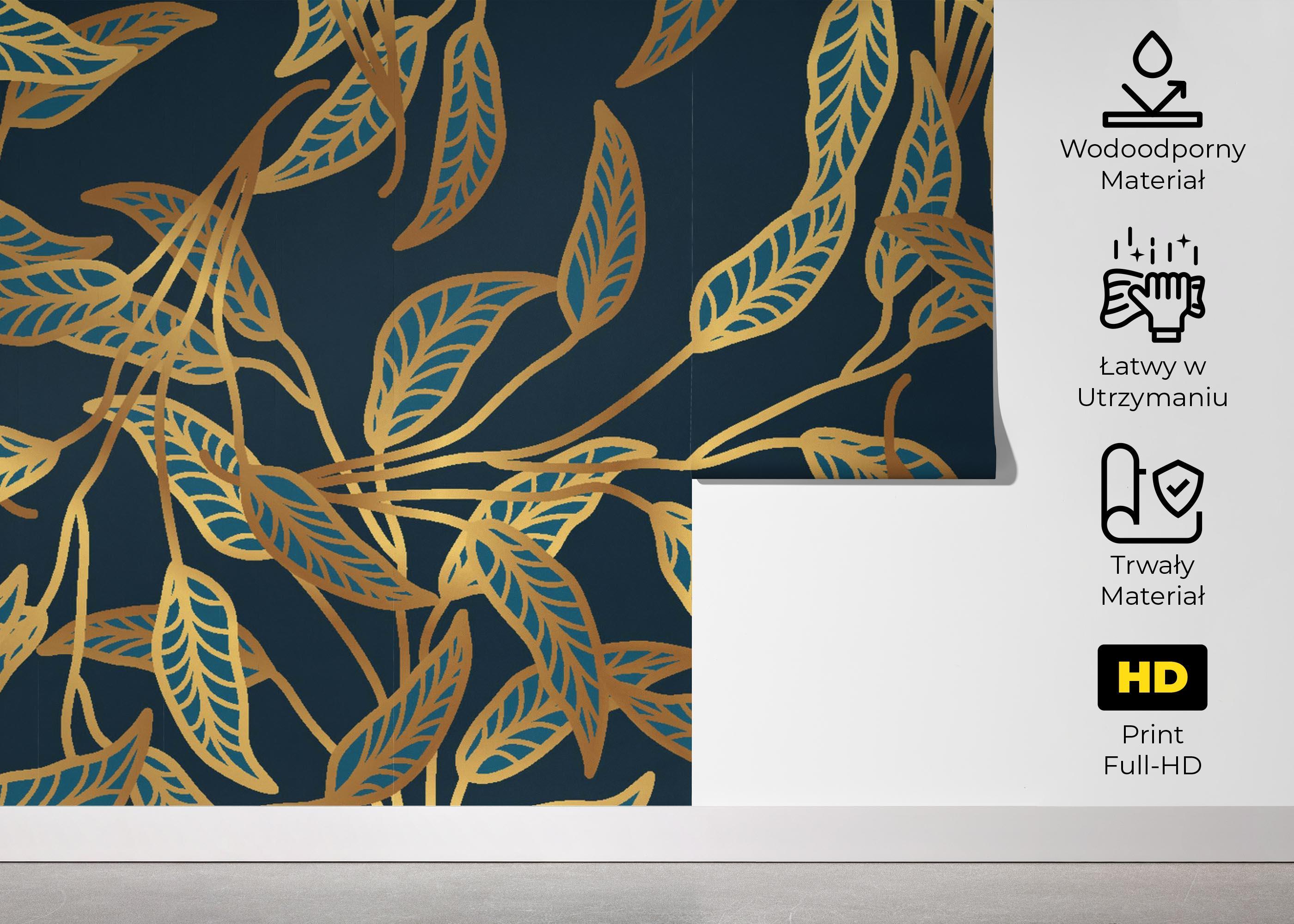 Fototapeta Blue Luxury Leaves mockup 5