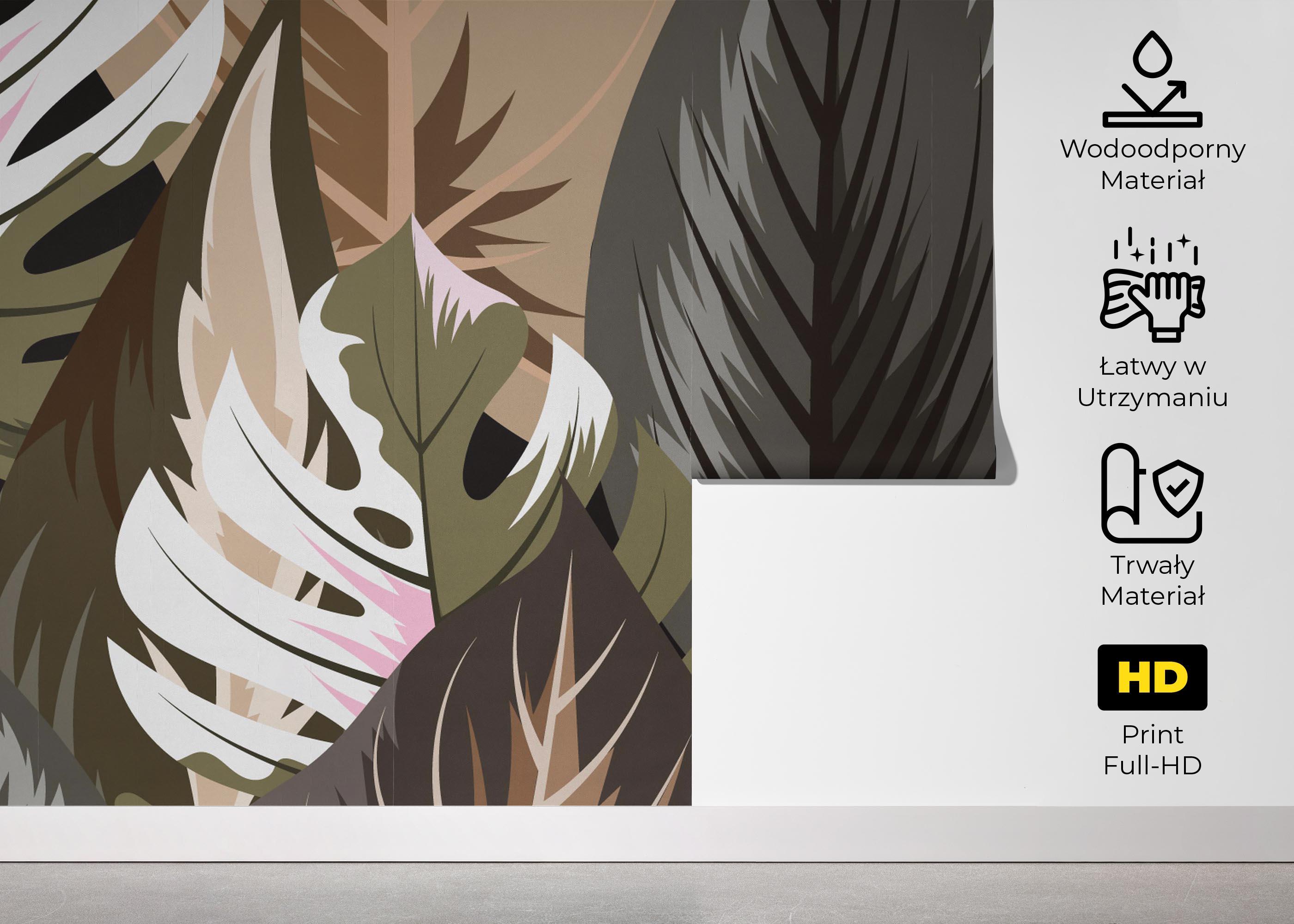 Fototapeta Cream Grey Leaves mockup 5