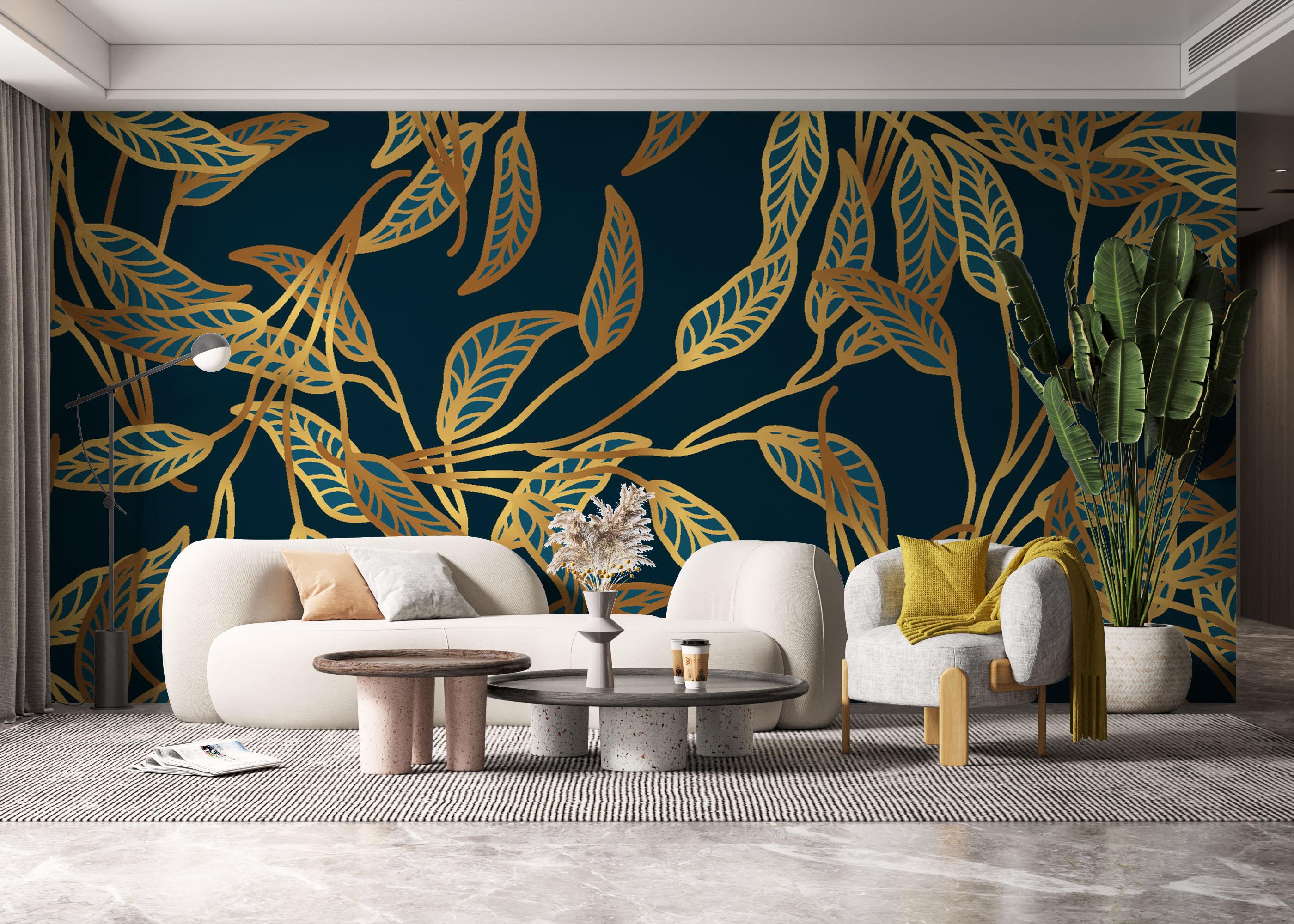 Fototapeta Blue Luxury Leaves mockup 6