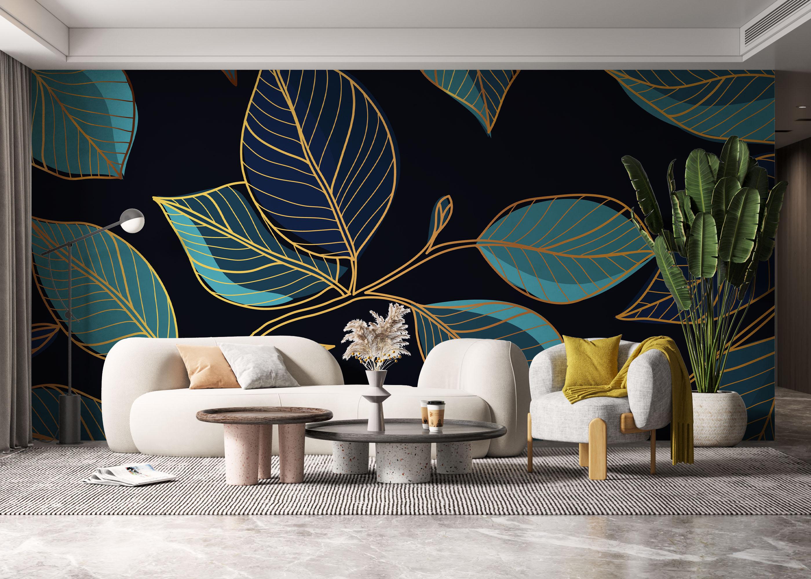 Fototapeta Blue Shades Leaves mockup 6