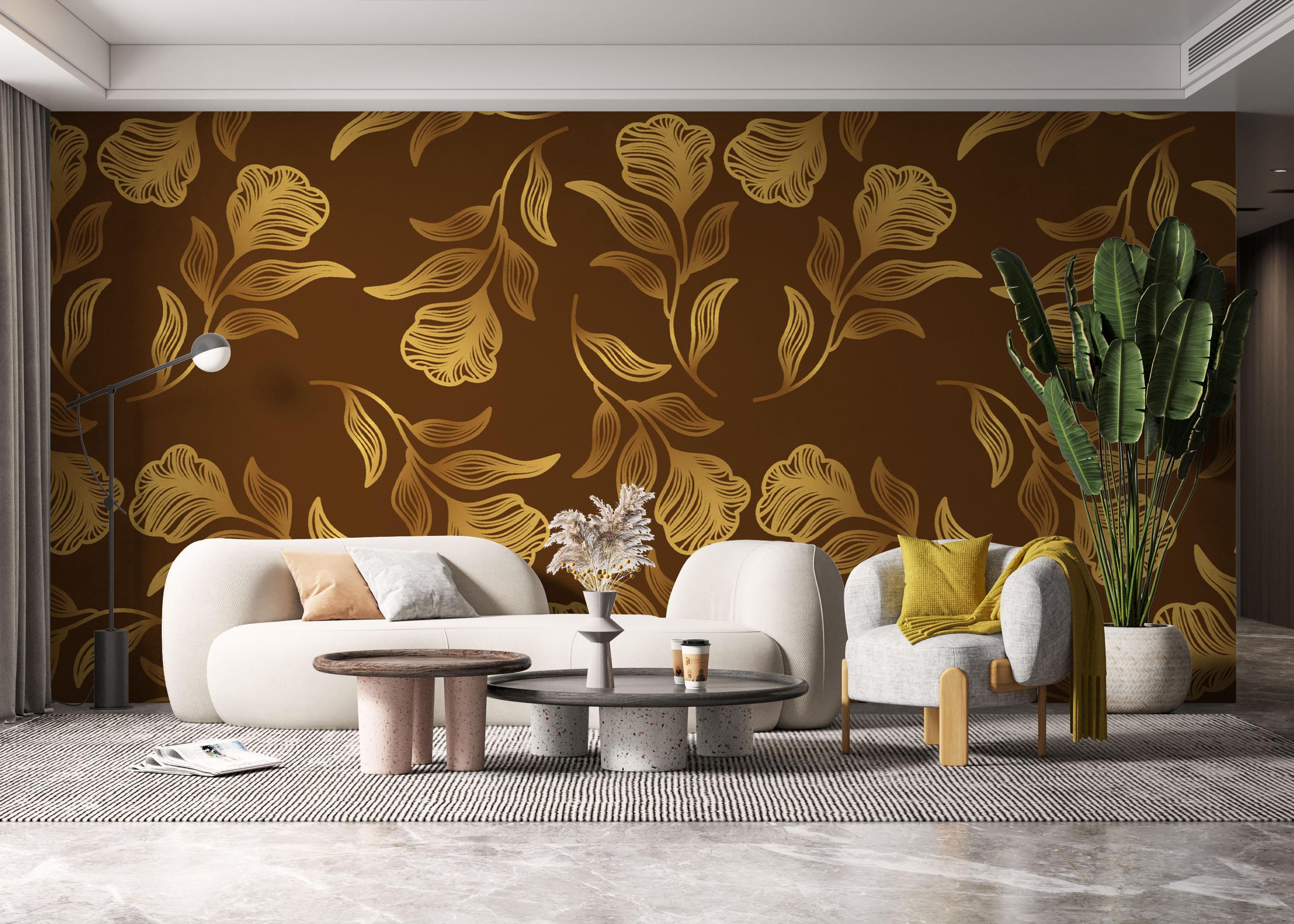 Fototapeta Brown Gold Leaf Wall mockup 6