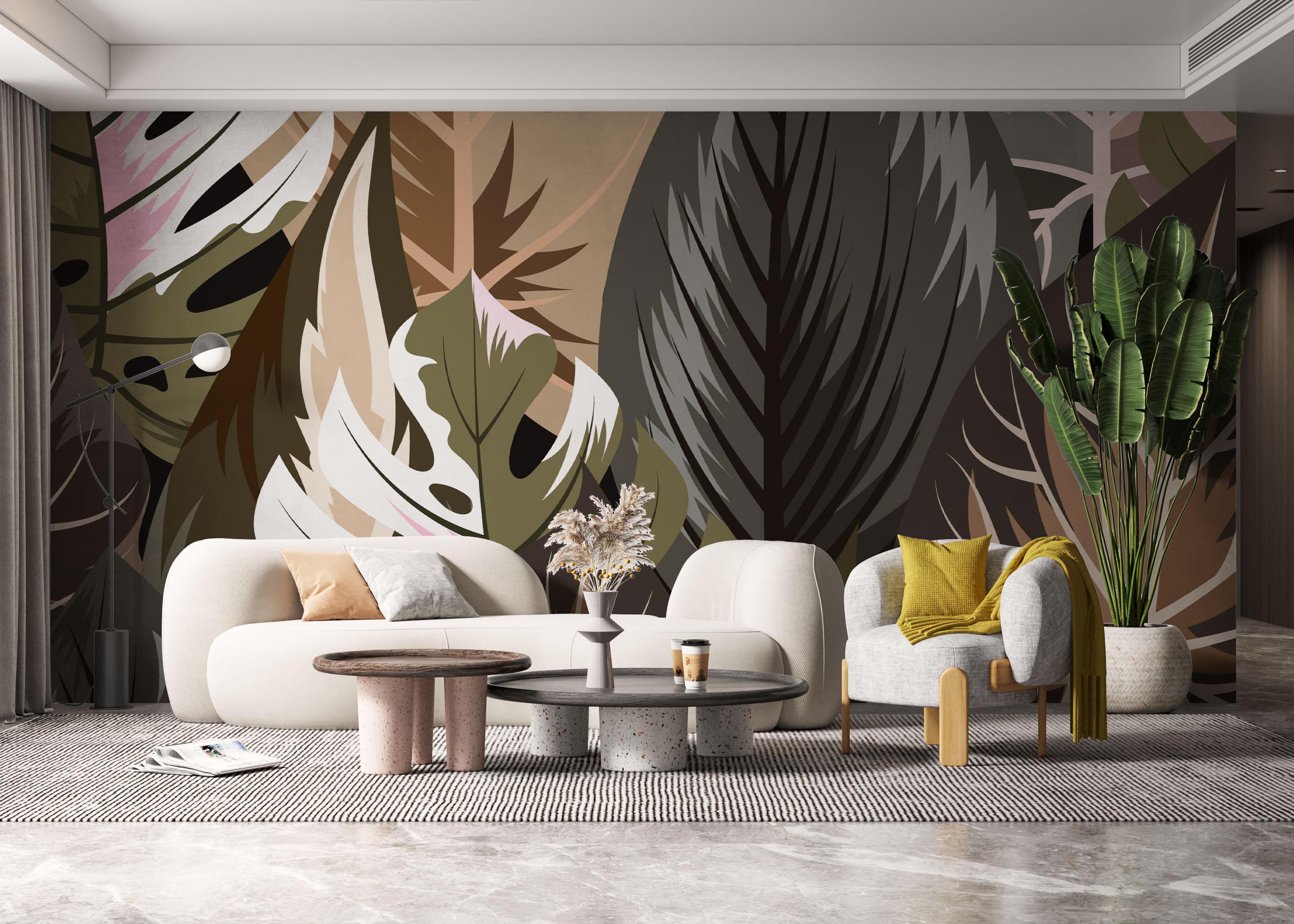 Fototapeta Cream Grey Leaves mockup 6