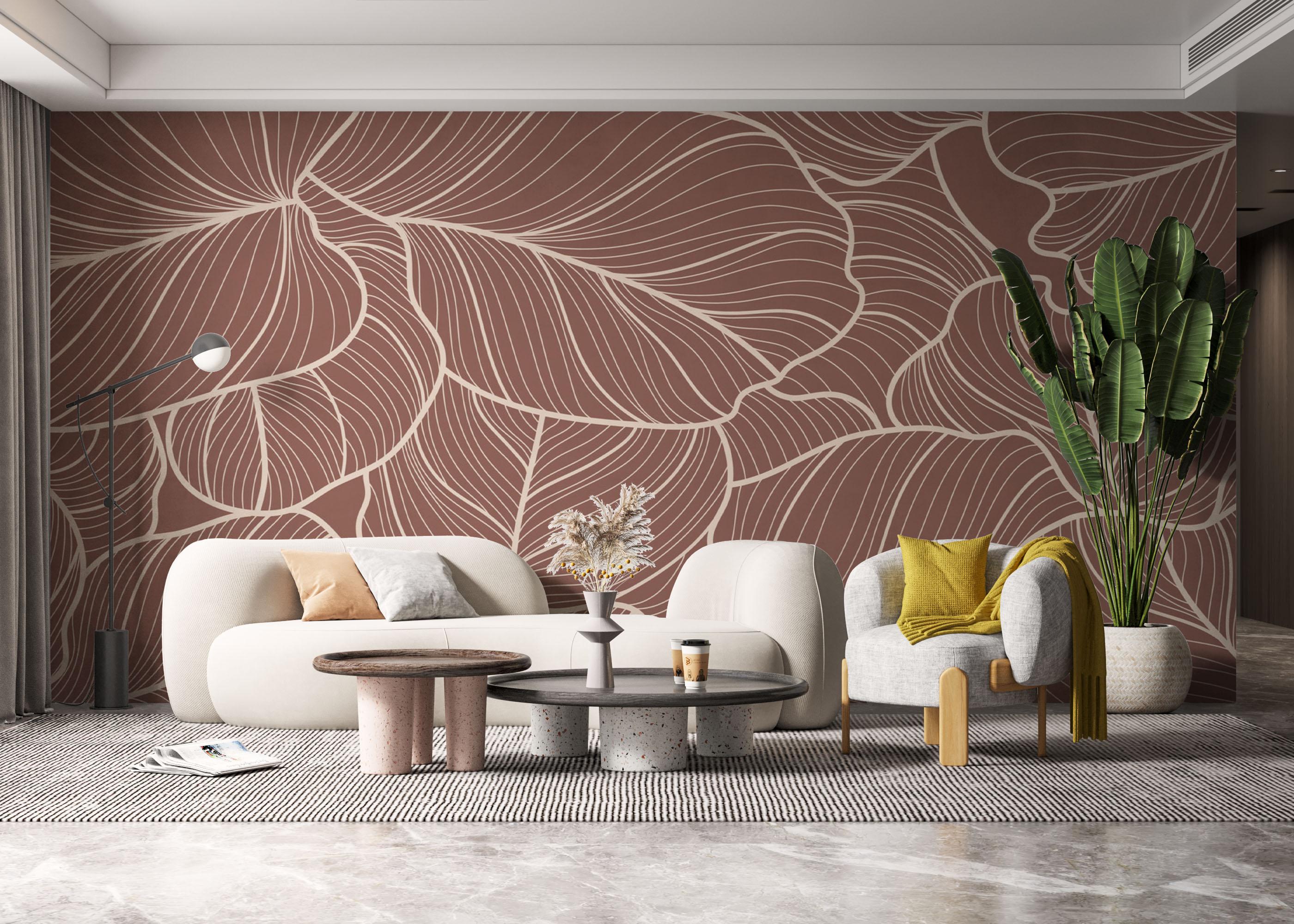 Fototapeta Pink Leaf Wall mockup 6