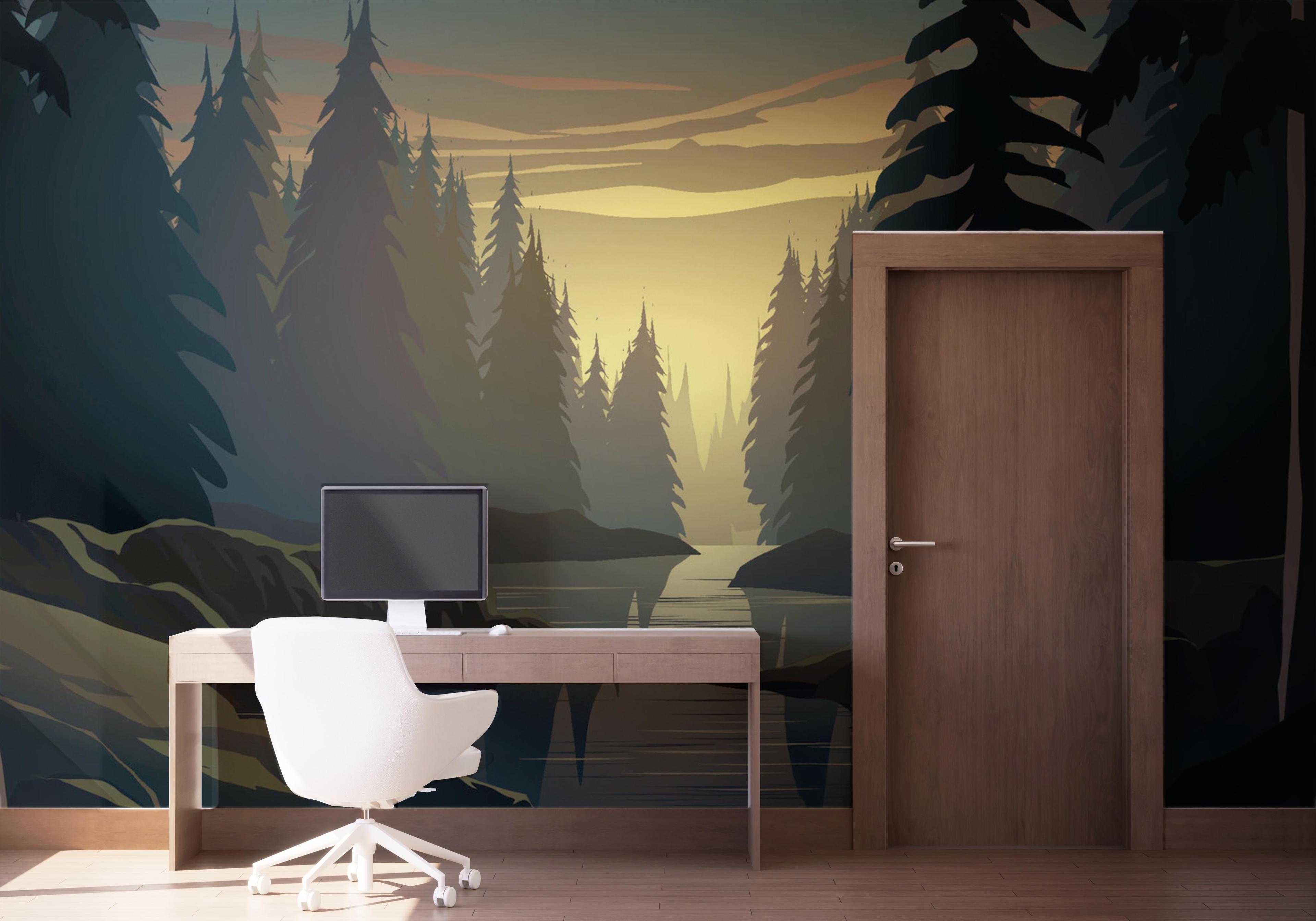 Fototapeta Forest Sunrise River mockup 1