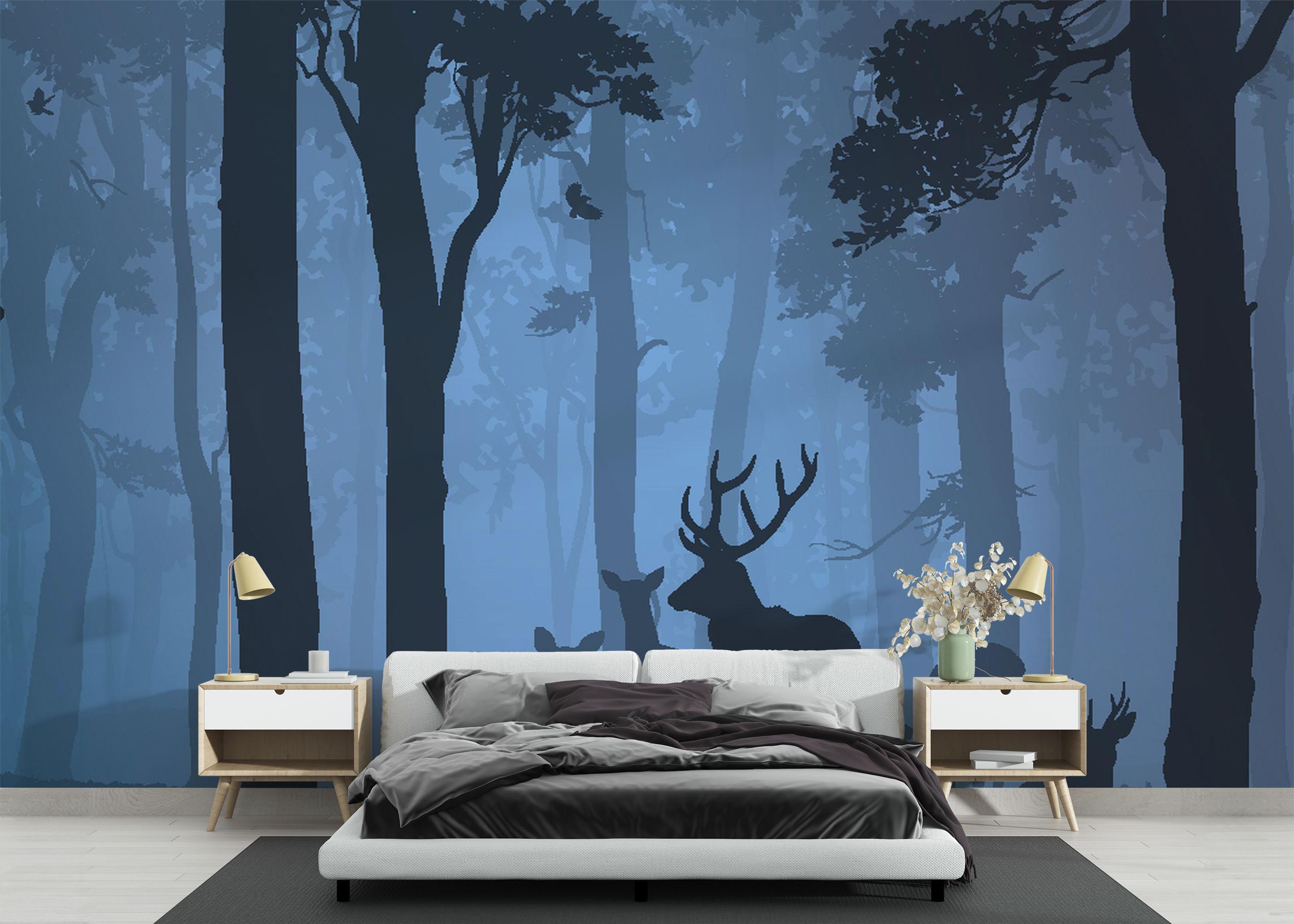 Fototapeta Blue Forest Deer mockup 3