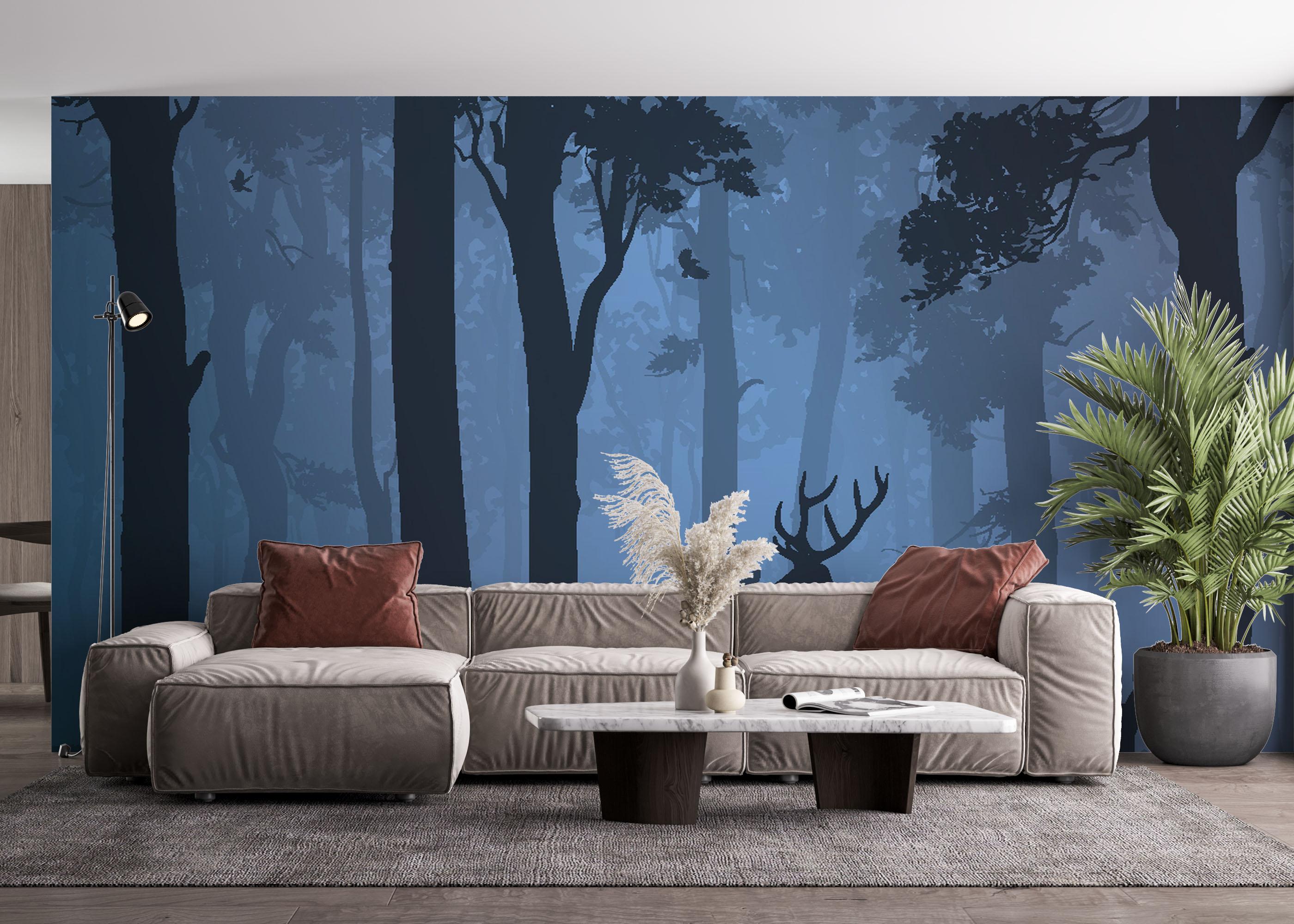 Fototapeta Blue Forest Deer mockup 4