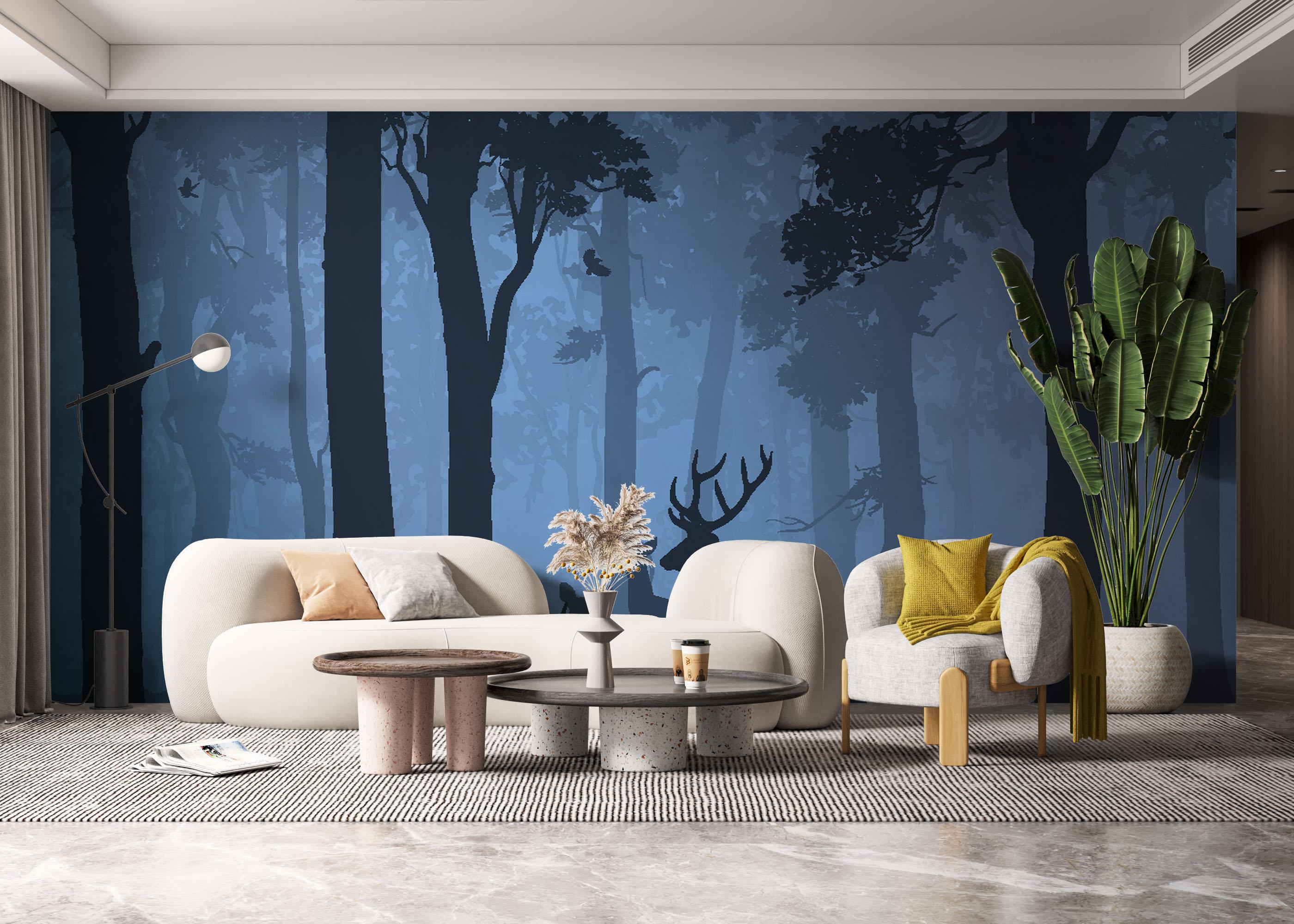 Fototapeta Blue Forest Deer mockup 6
