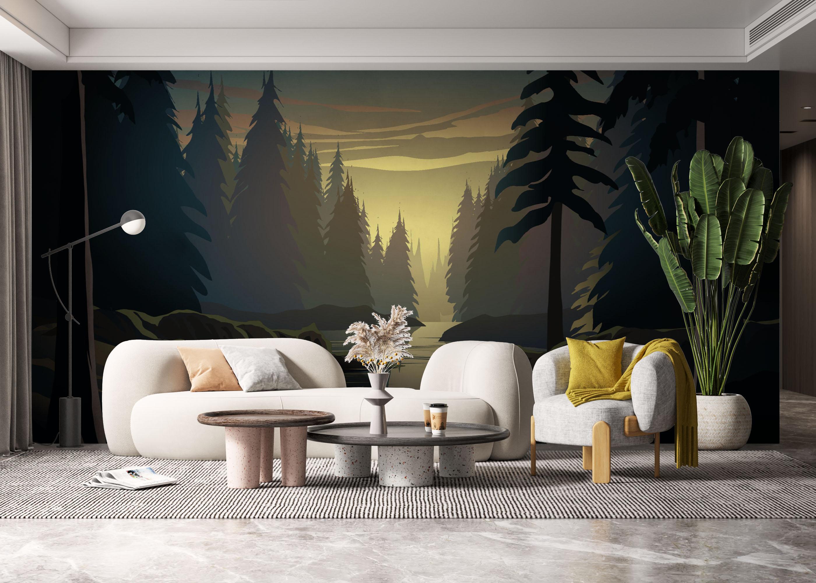 Fototapeta Forest Sunrise River mockup 6