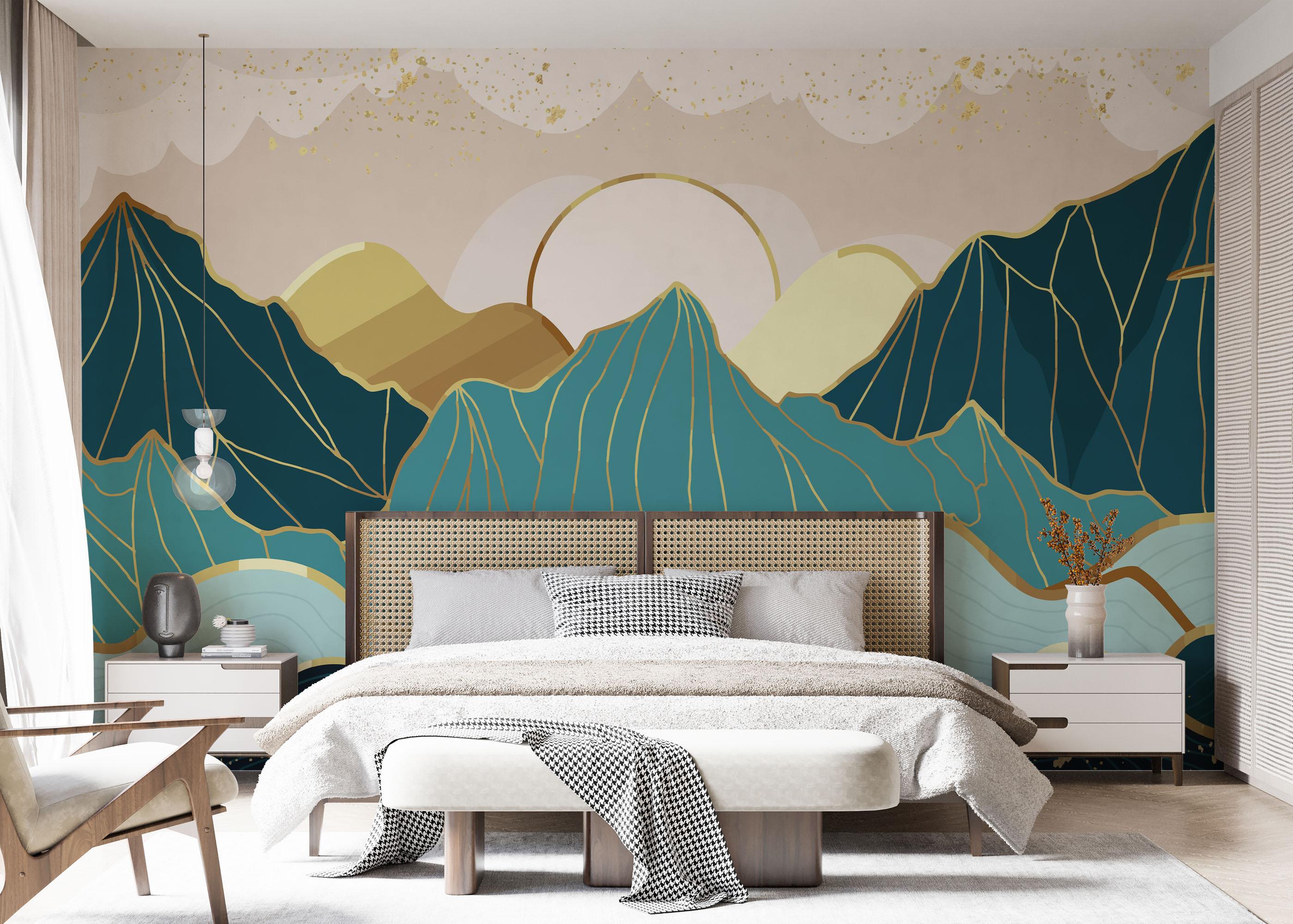 Fototapeta Blue Gold Mountain mockup 7