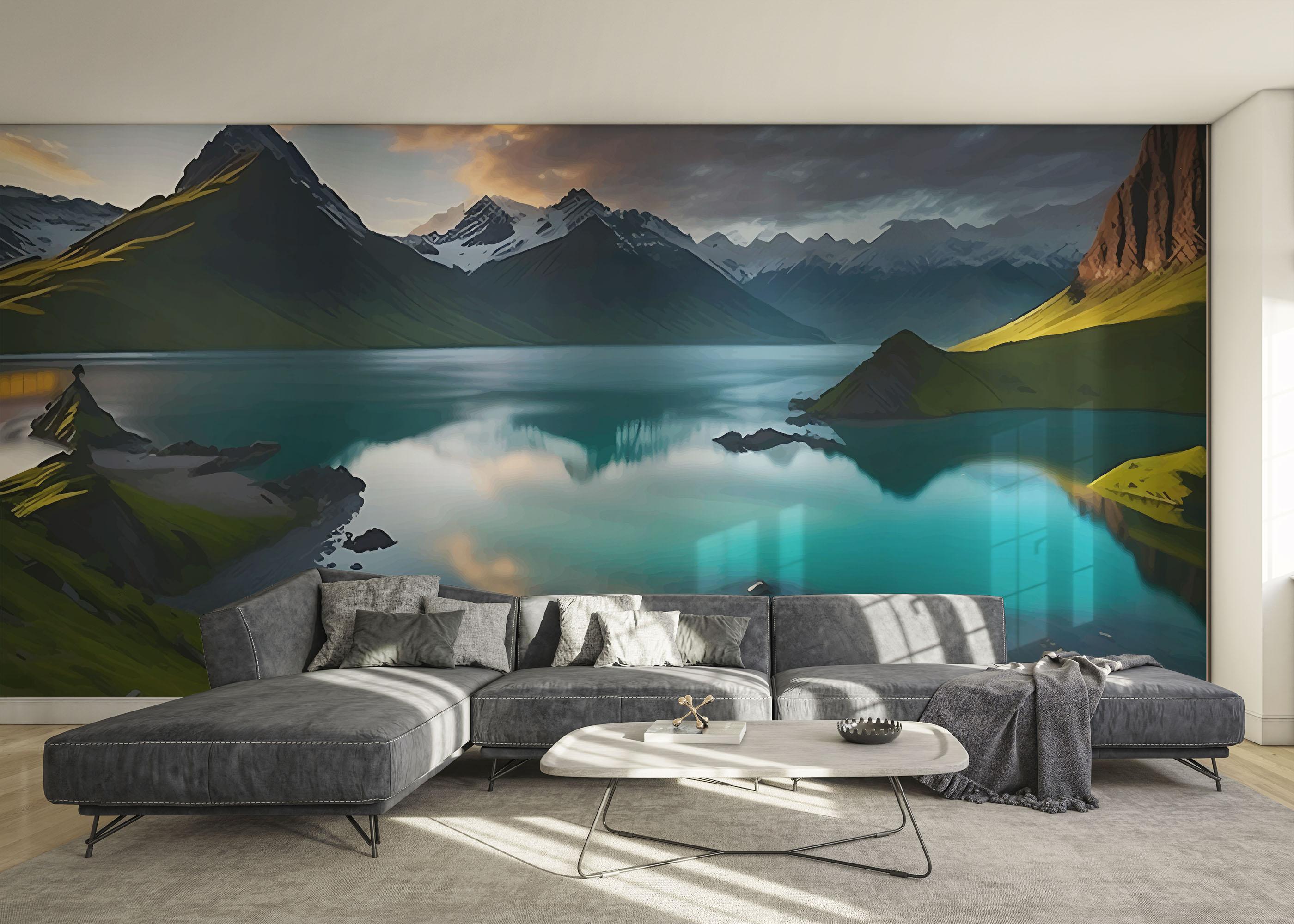 Fototapeta Mountain Blue Lake mockup 0