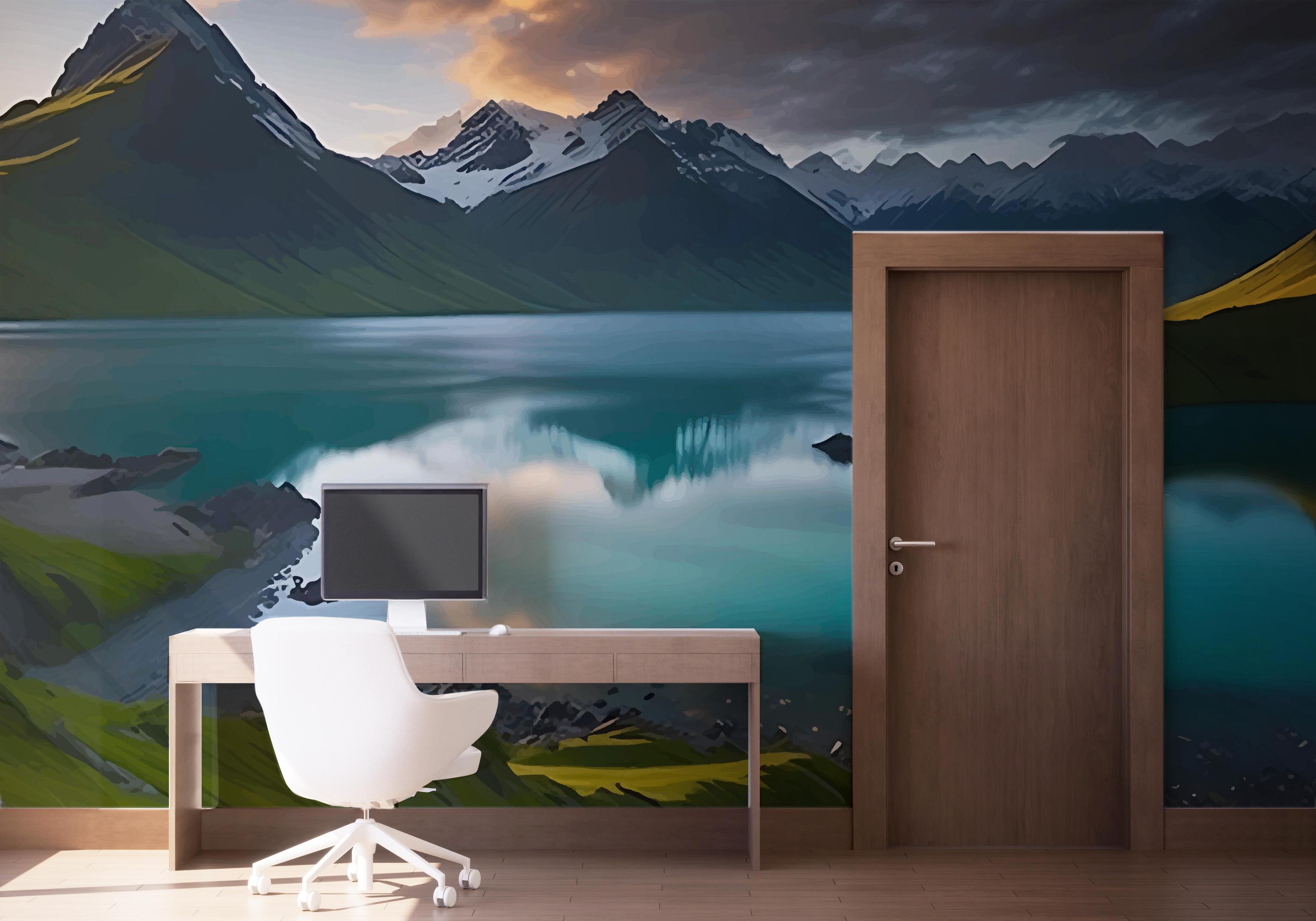 Fototapeta Mountain Blue Lake mockup 1