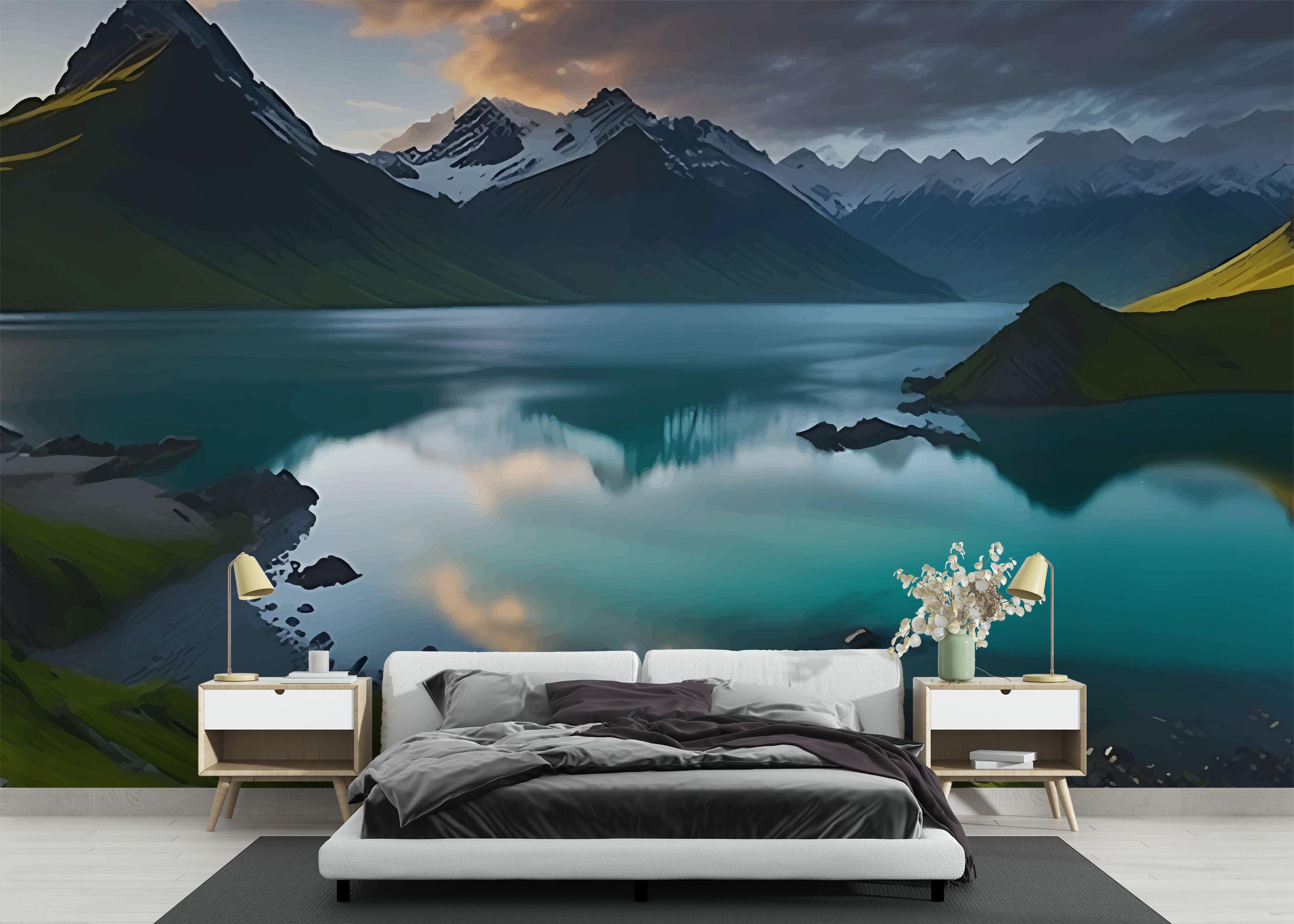 Fototapeta Mountain Blue Lake mockup 3