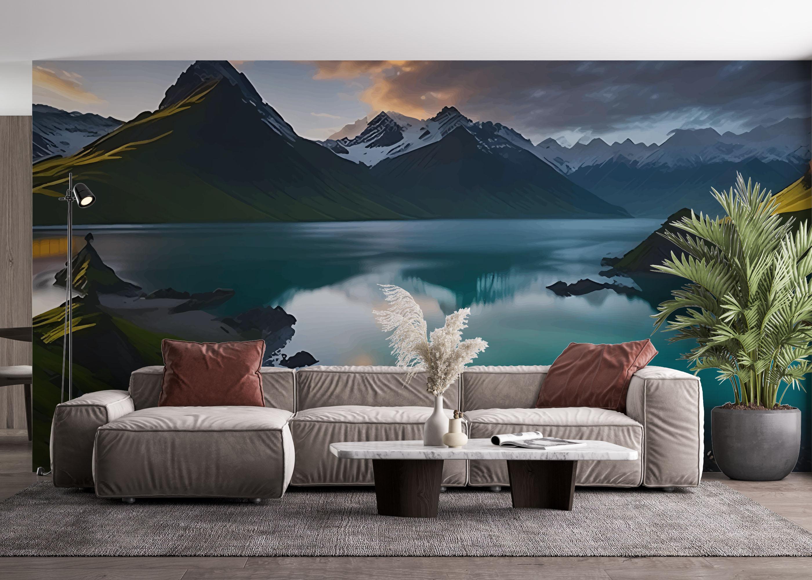 Fototapeta Mountain Blue Lake mockup 4