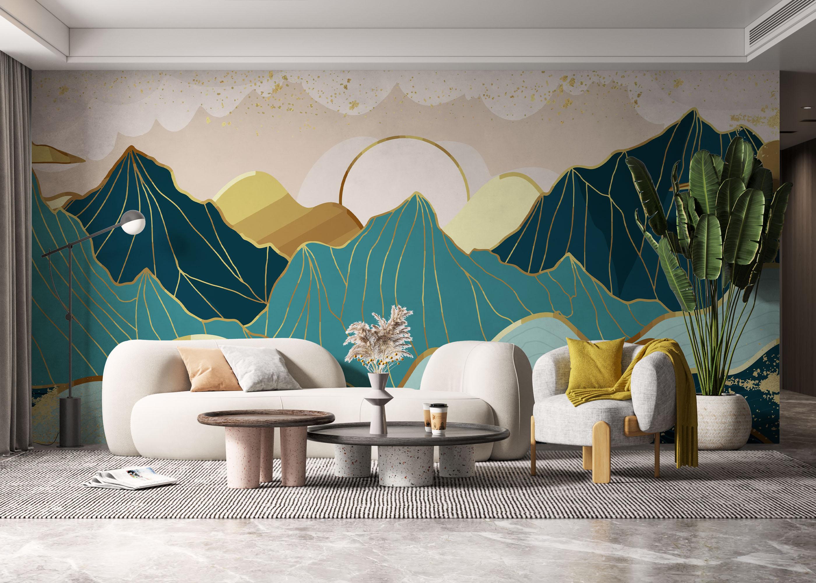 Fototapeta Blue Gold Mountain mockup 6