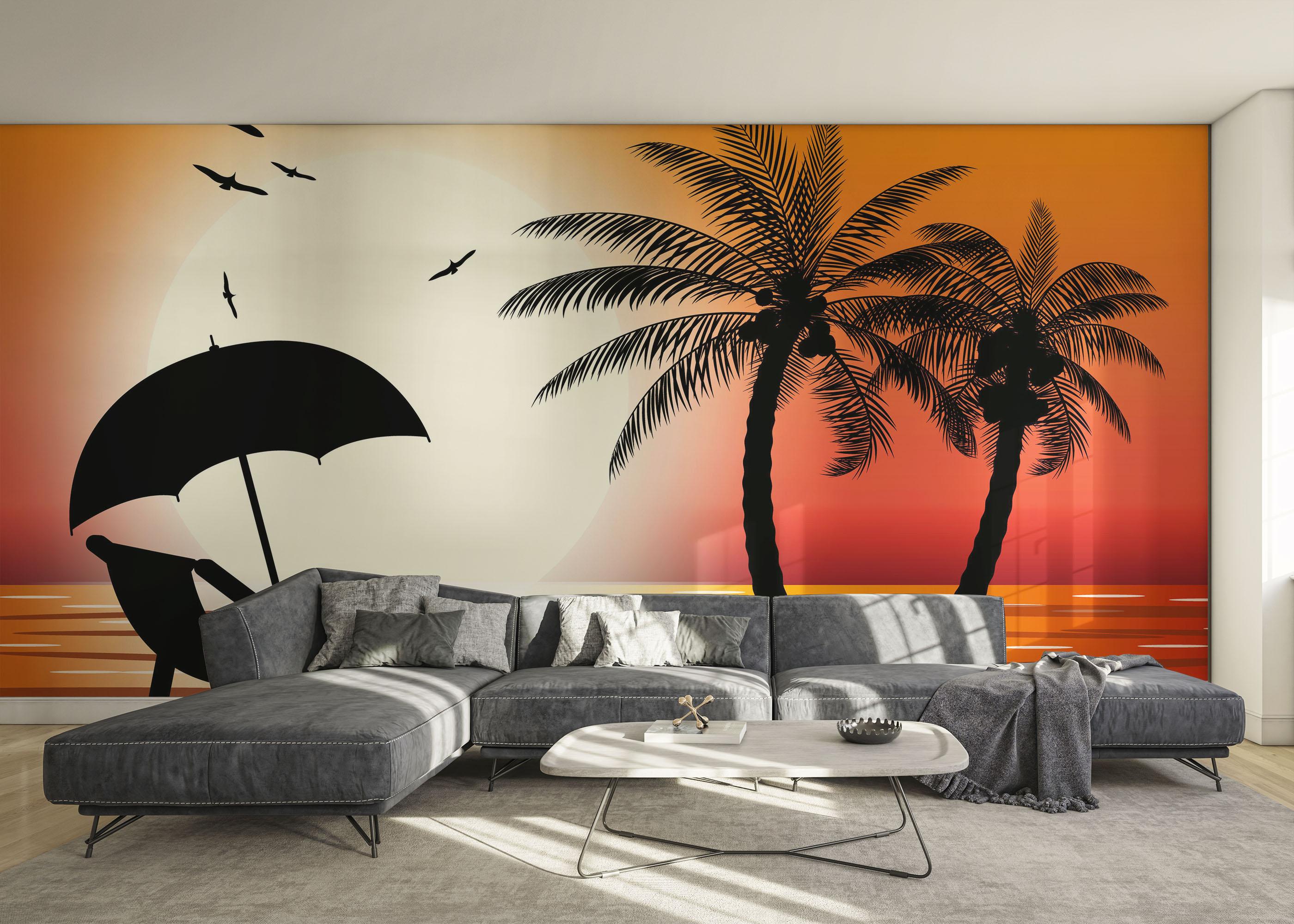 Fototapeta Beach Chair Sunset mockup 0