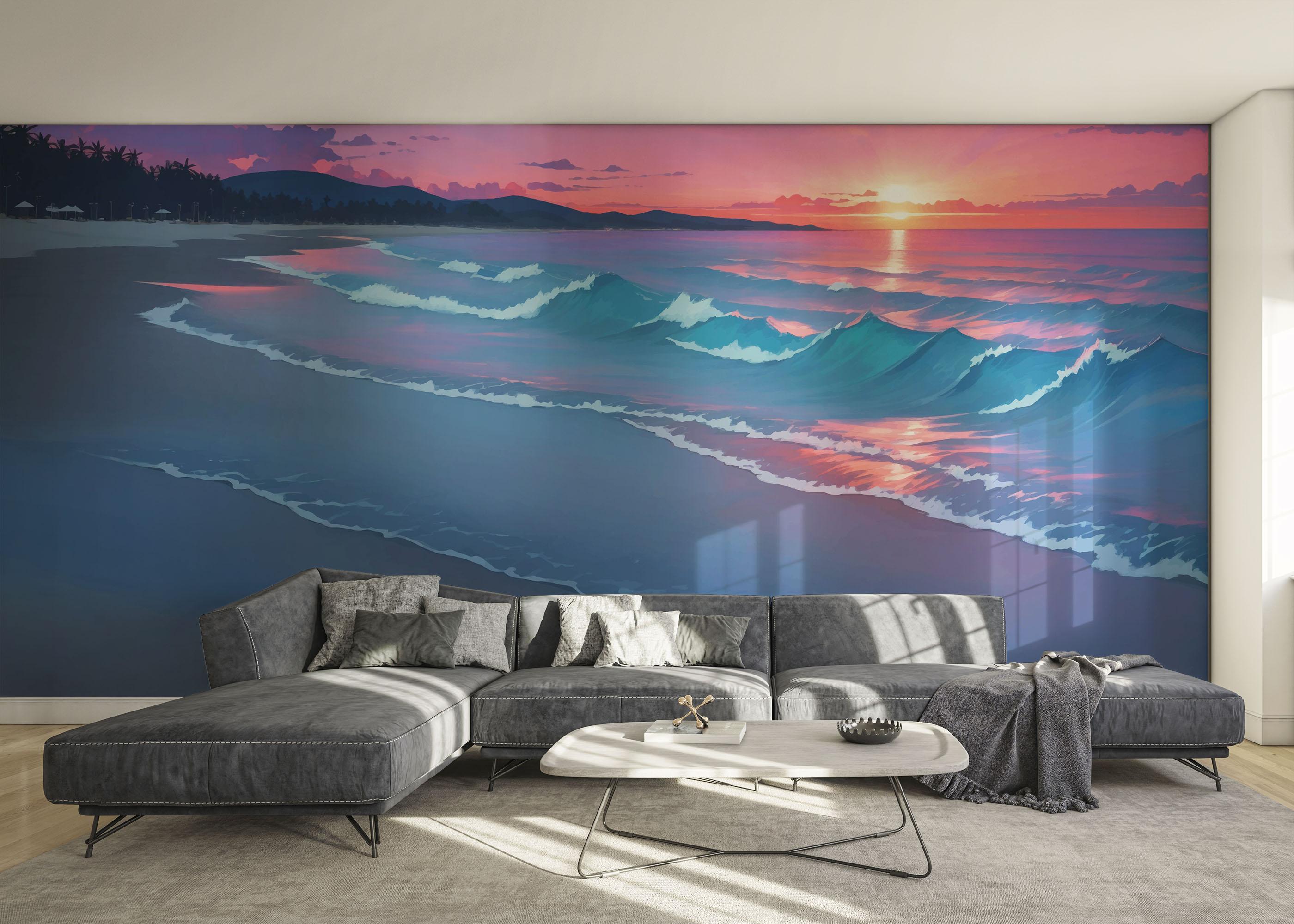 Fototapeta Purple Light Beach mockup 0