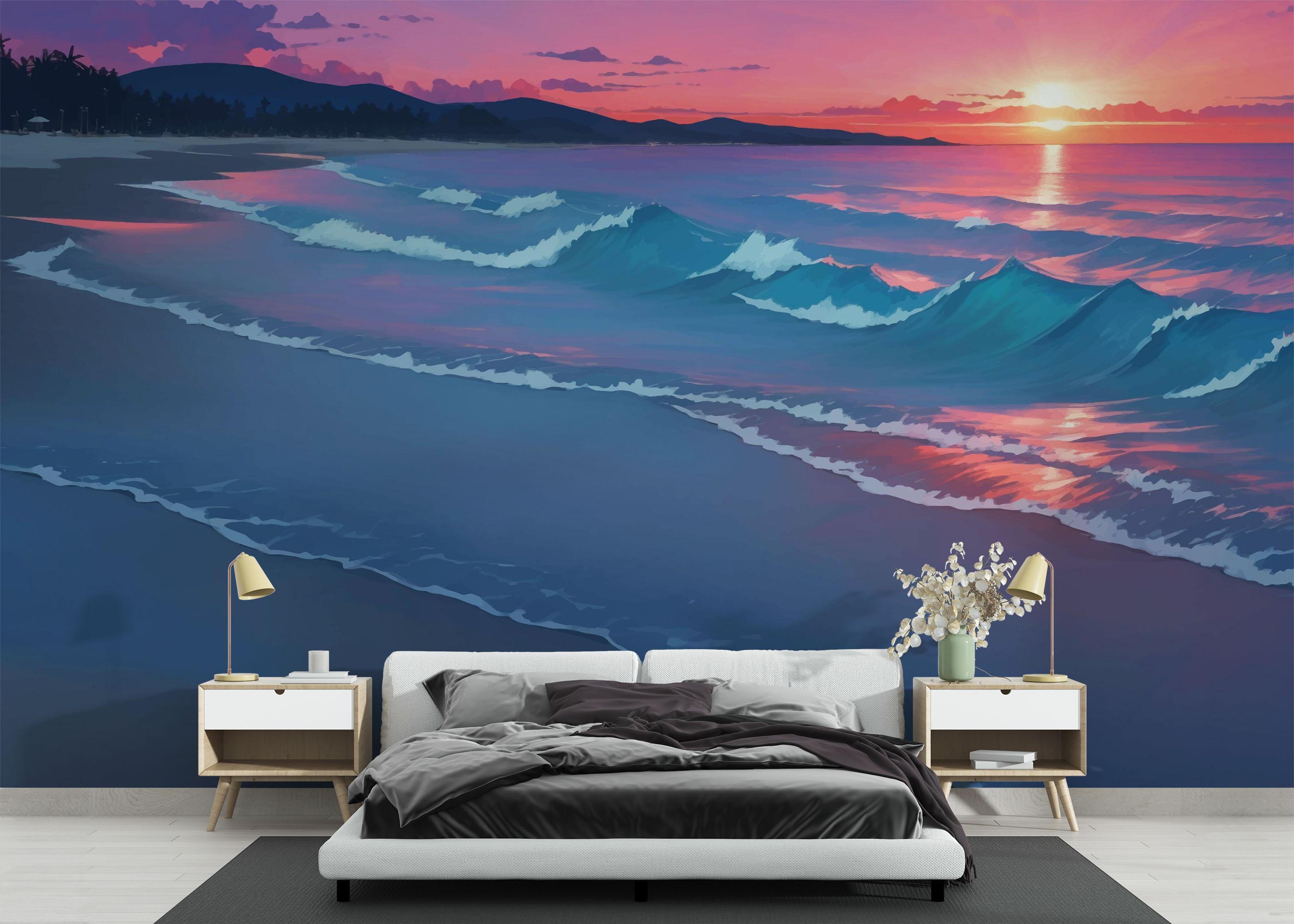 Fototapeta Purple Light Beach mockup 3