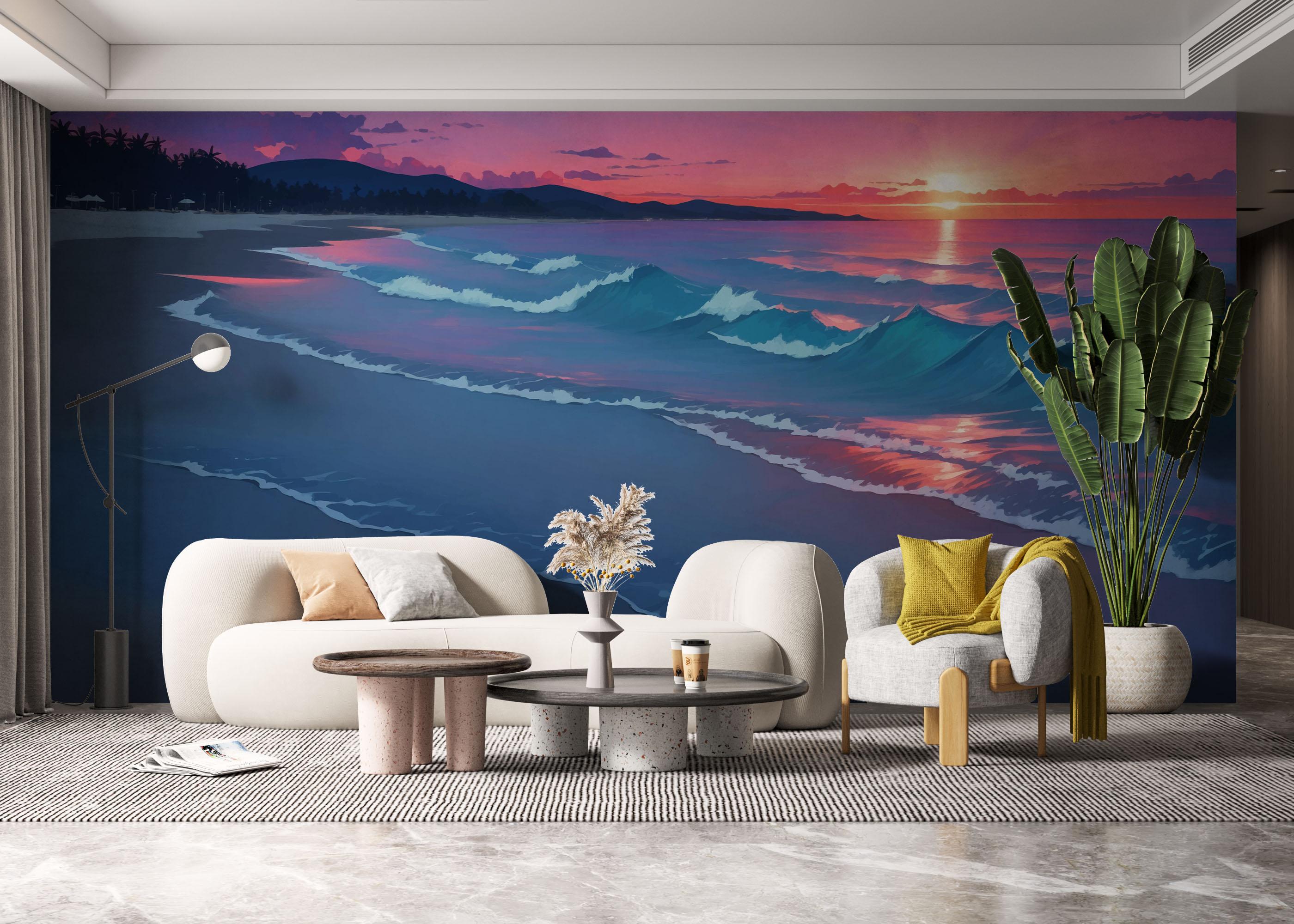 Fototapeta Purple Light Beach mockup 6