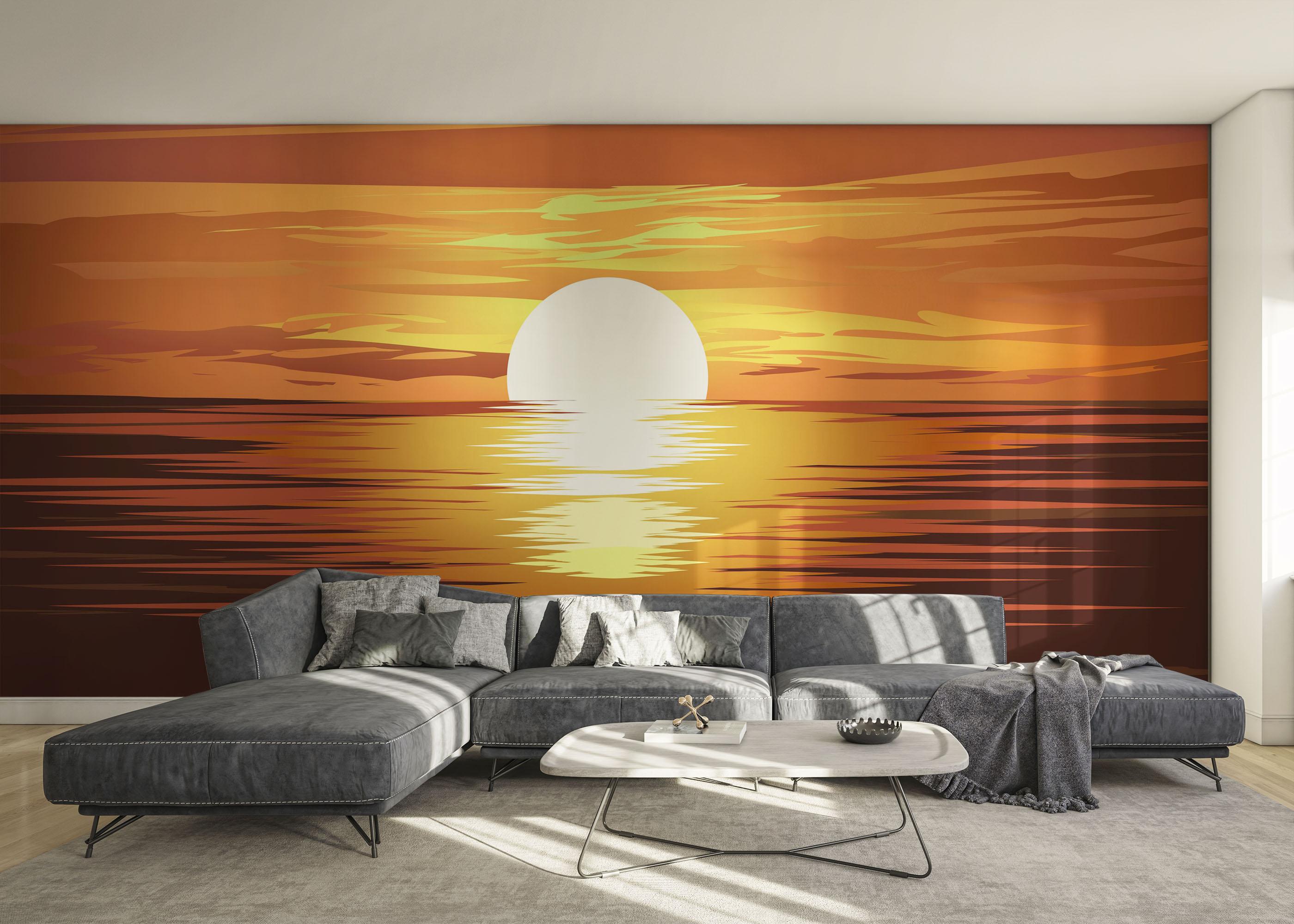 Fototapeta Brown Sunset Ocean mockup 0