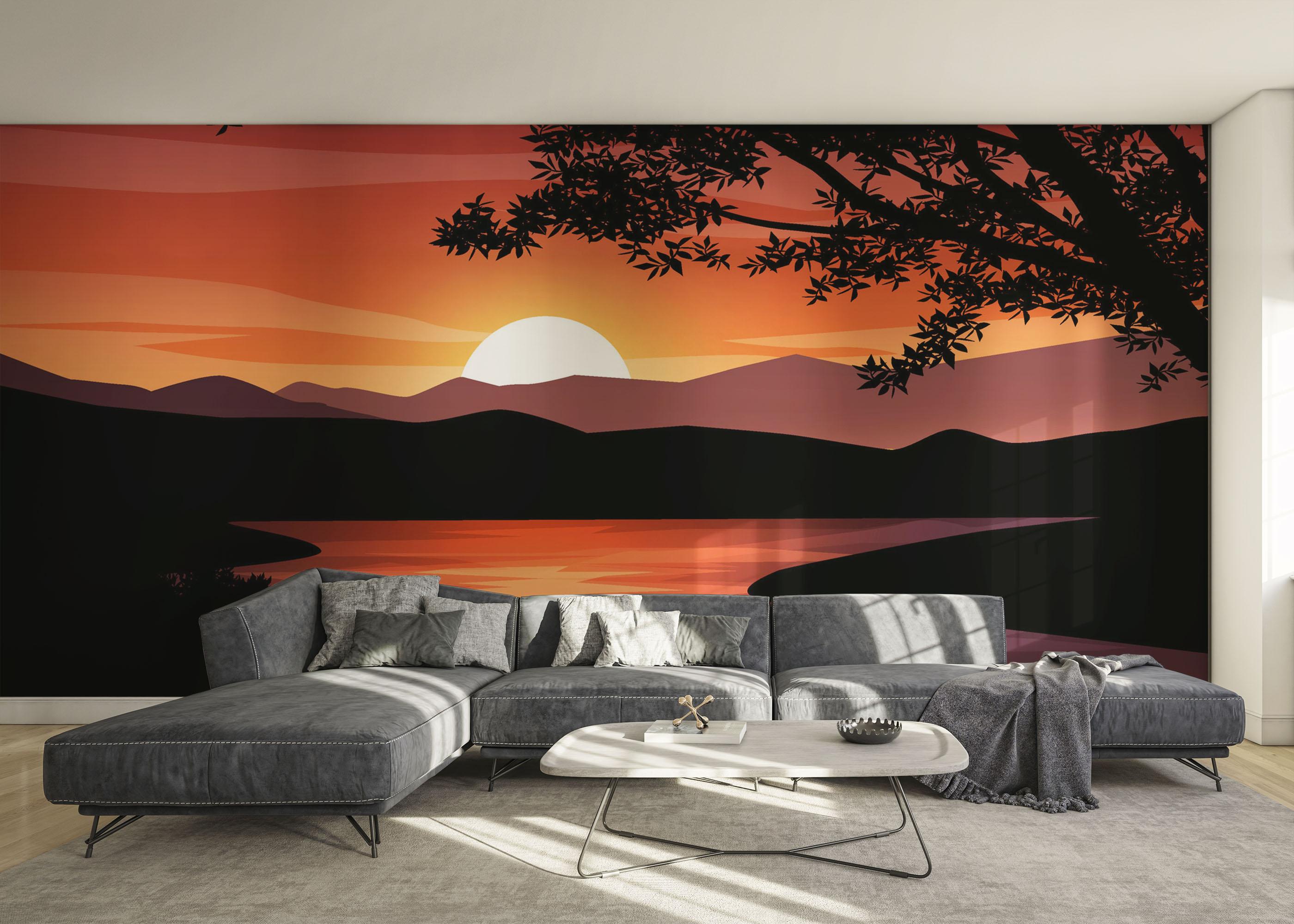 Fototapeta Red Sunset Hill mockup 0
