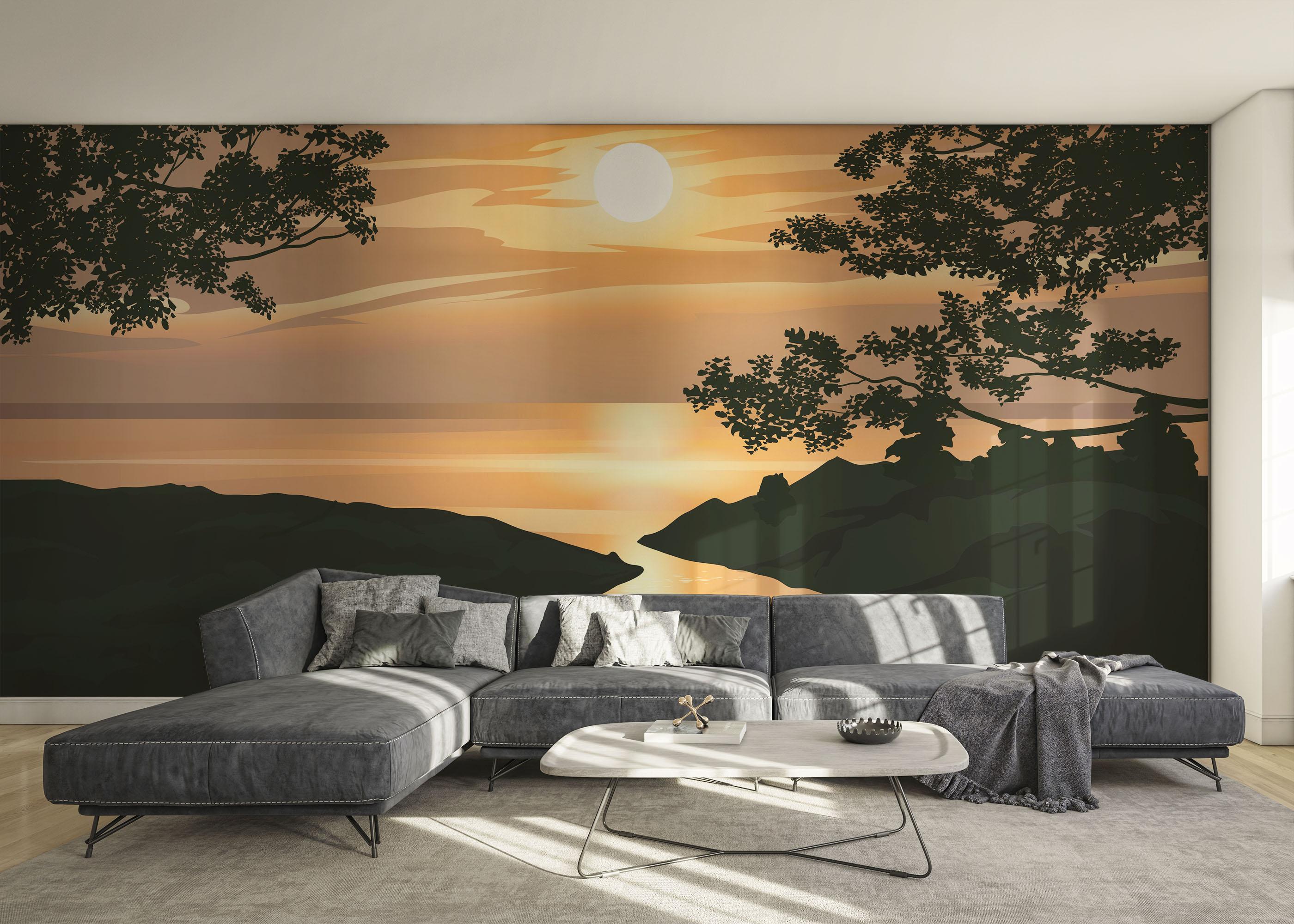 Fototapeta Sunset Cream River mockup 0