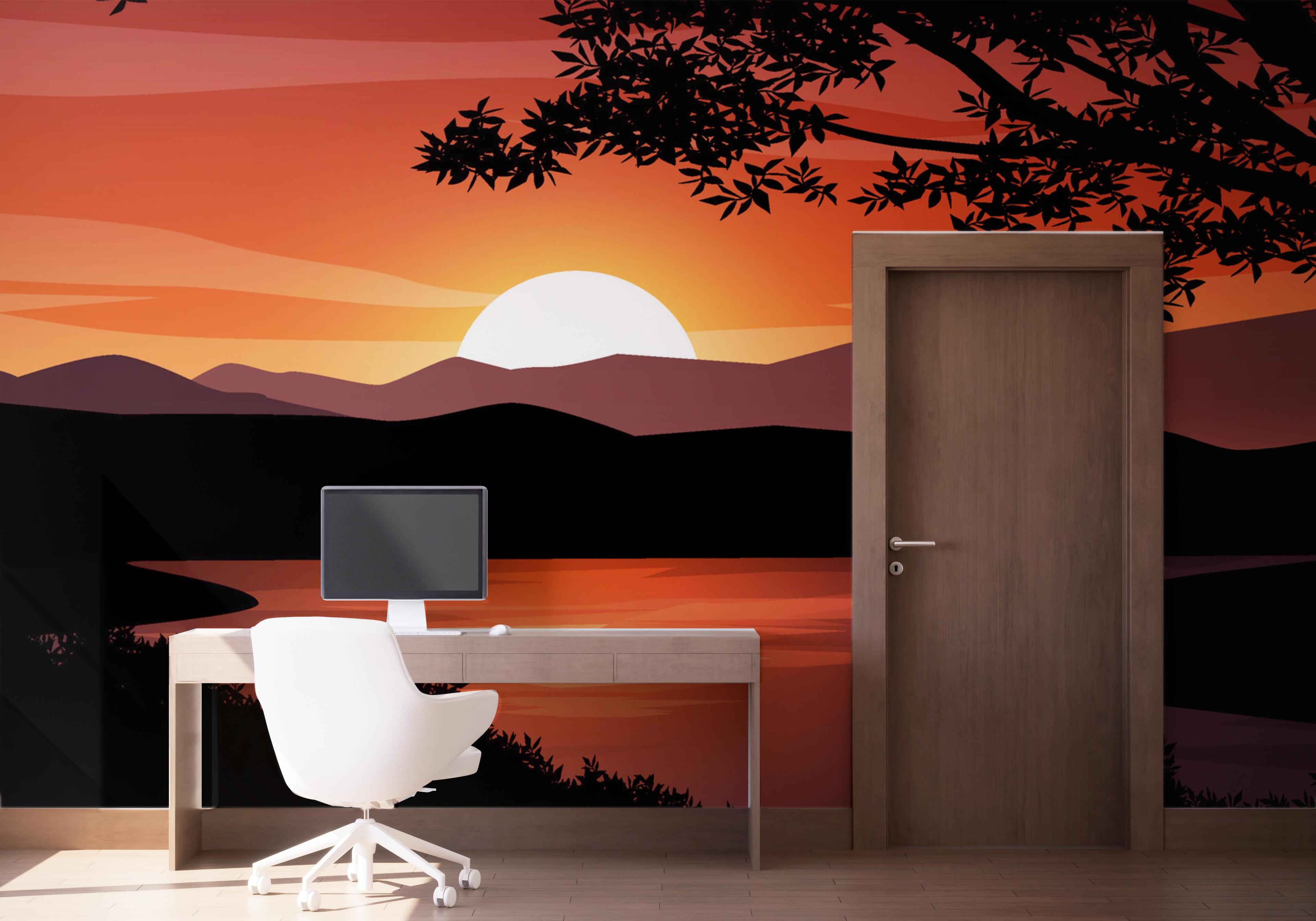 Fototapeta Red Sunset Hill mockup 1