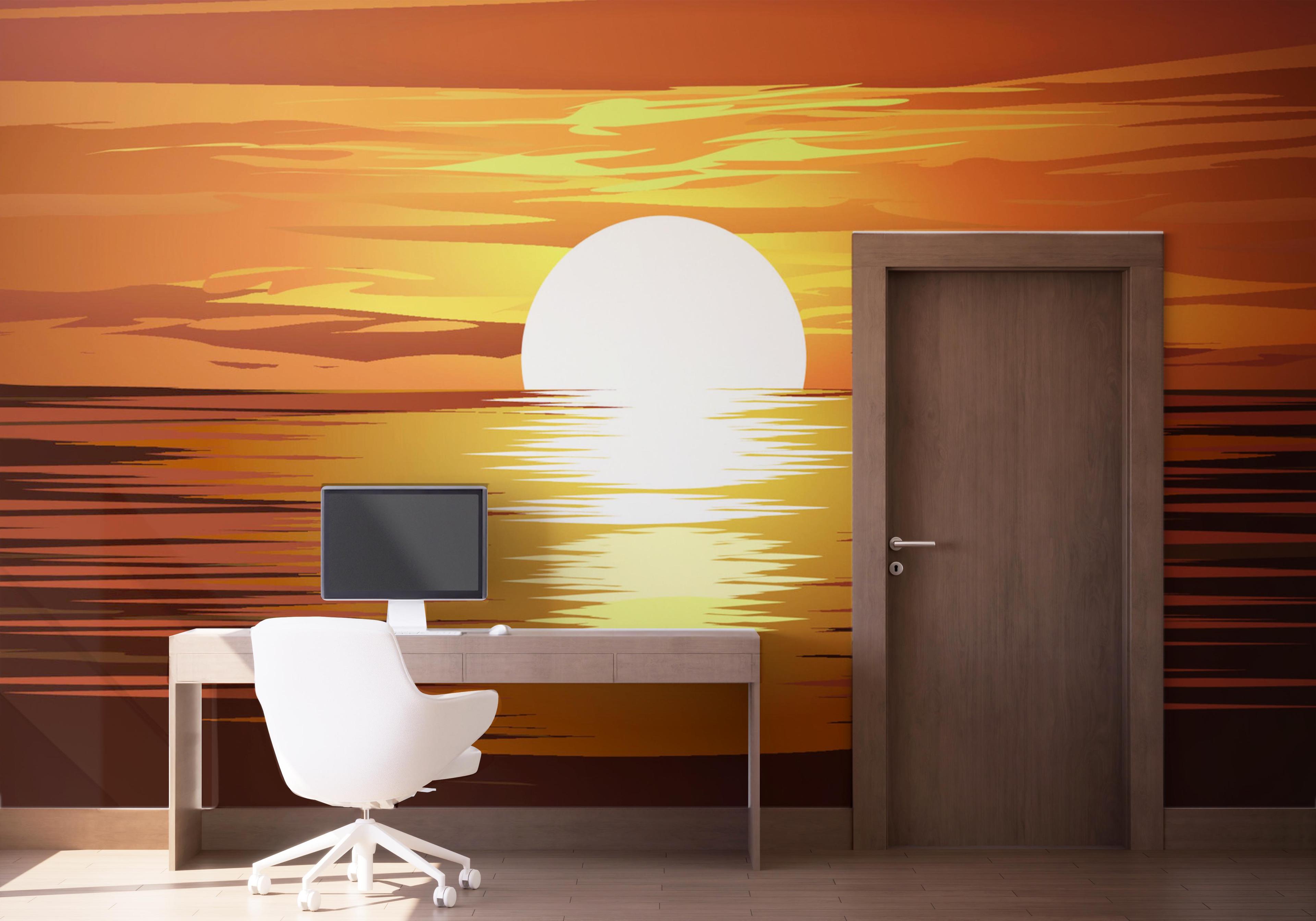 Fototapeta Sunset Brown Ocean mockup 1