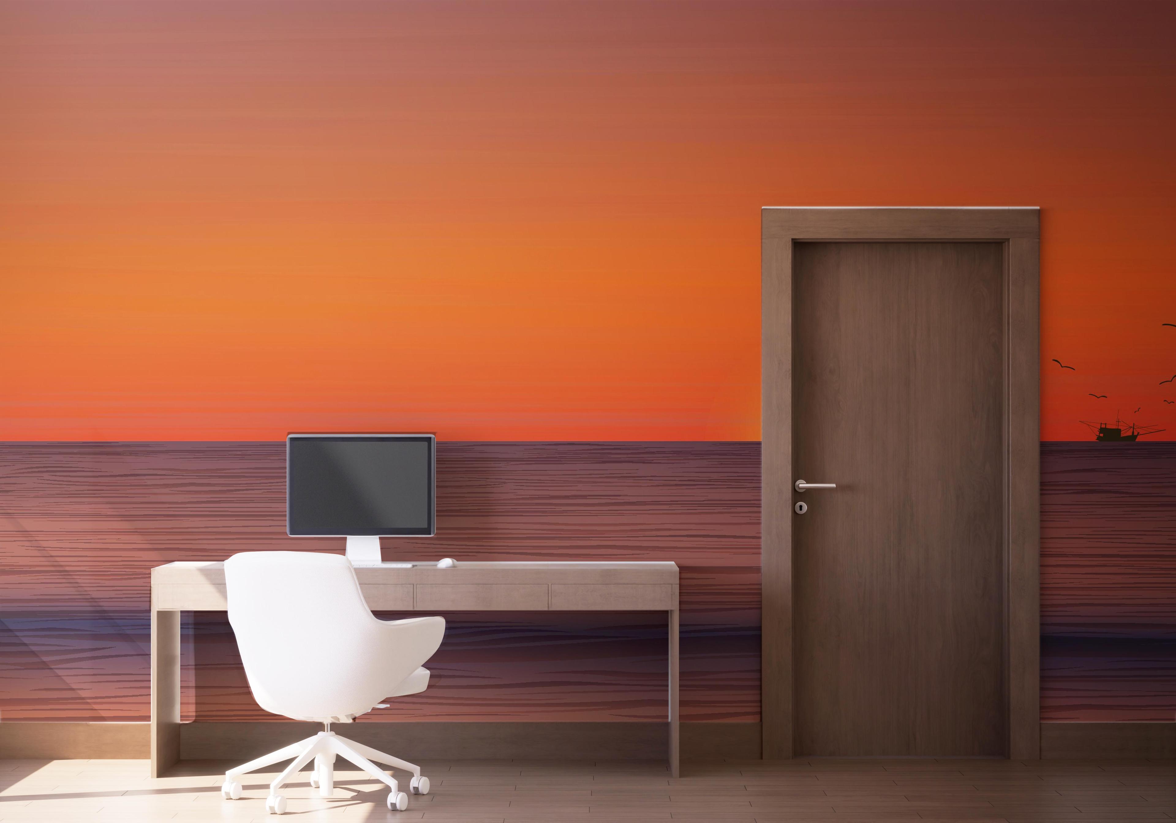 Fototapeta Sunset Green Boat mockup 1