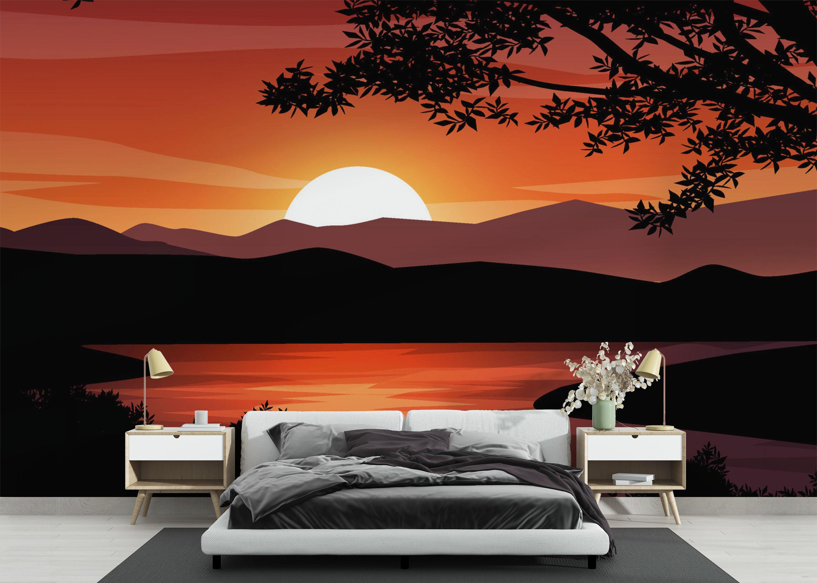 Fototapeta Red Sunset Hill mockup 3