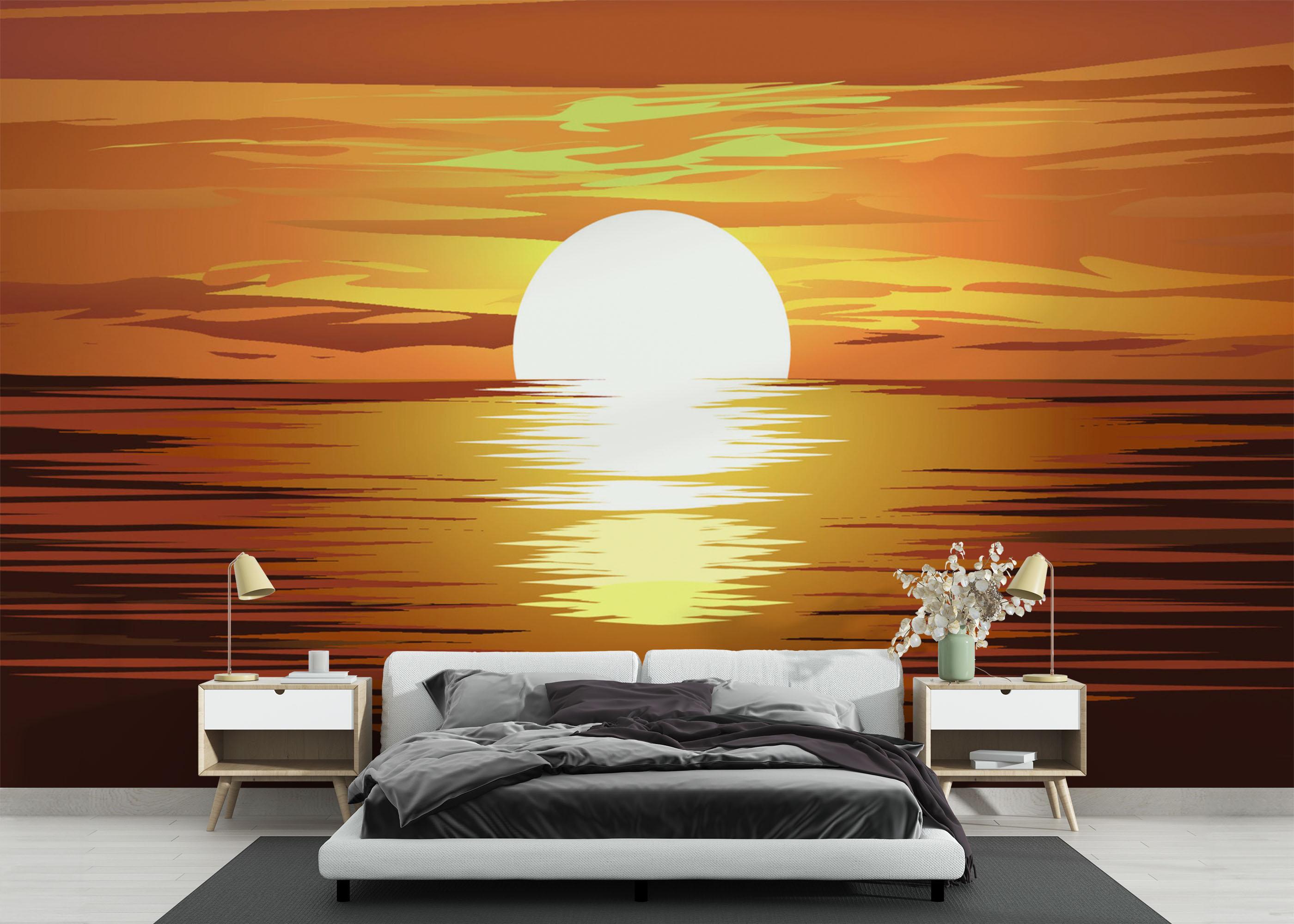 Fototapeta Sunset Brown Ocean mockup 3