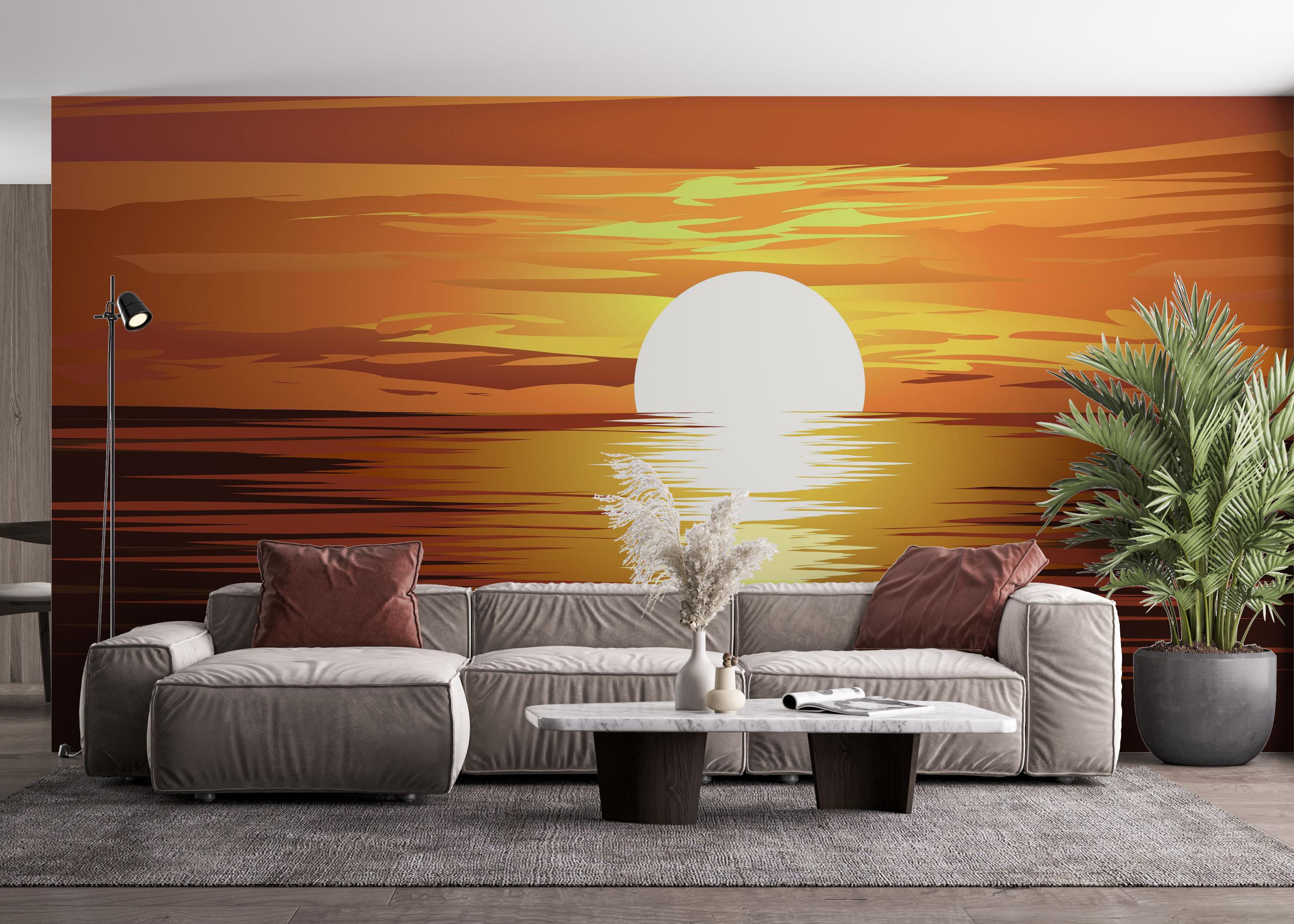 Fototapeta Brown Sunset Ocean mockup 4