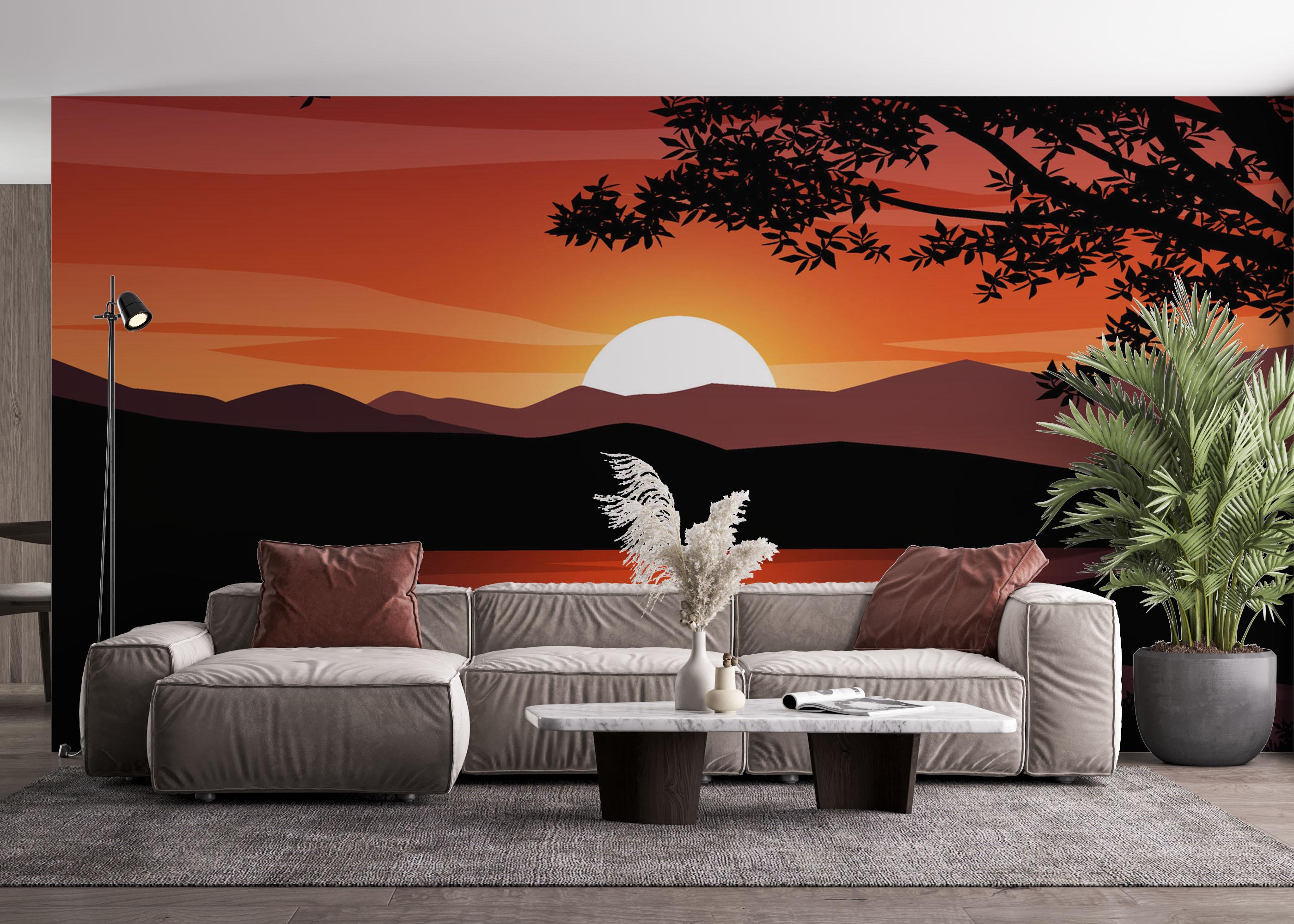 Fototapeta Red Sunset Hill mockup 4