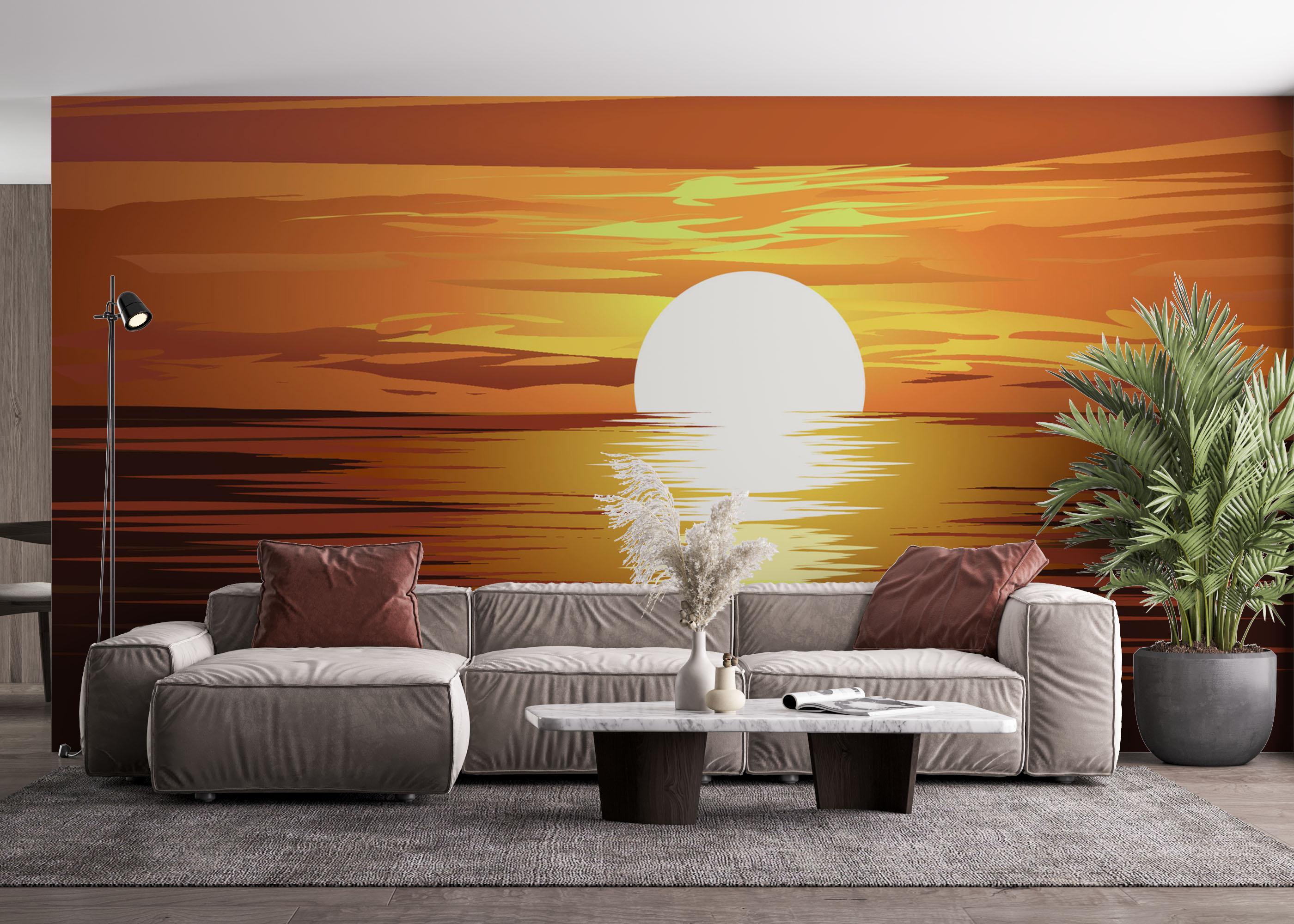 Fototapeta Sunset Brown Ocean mockup 4