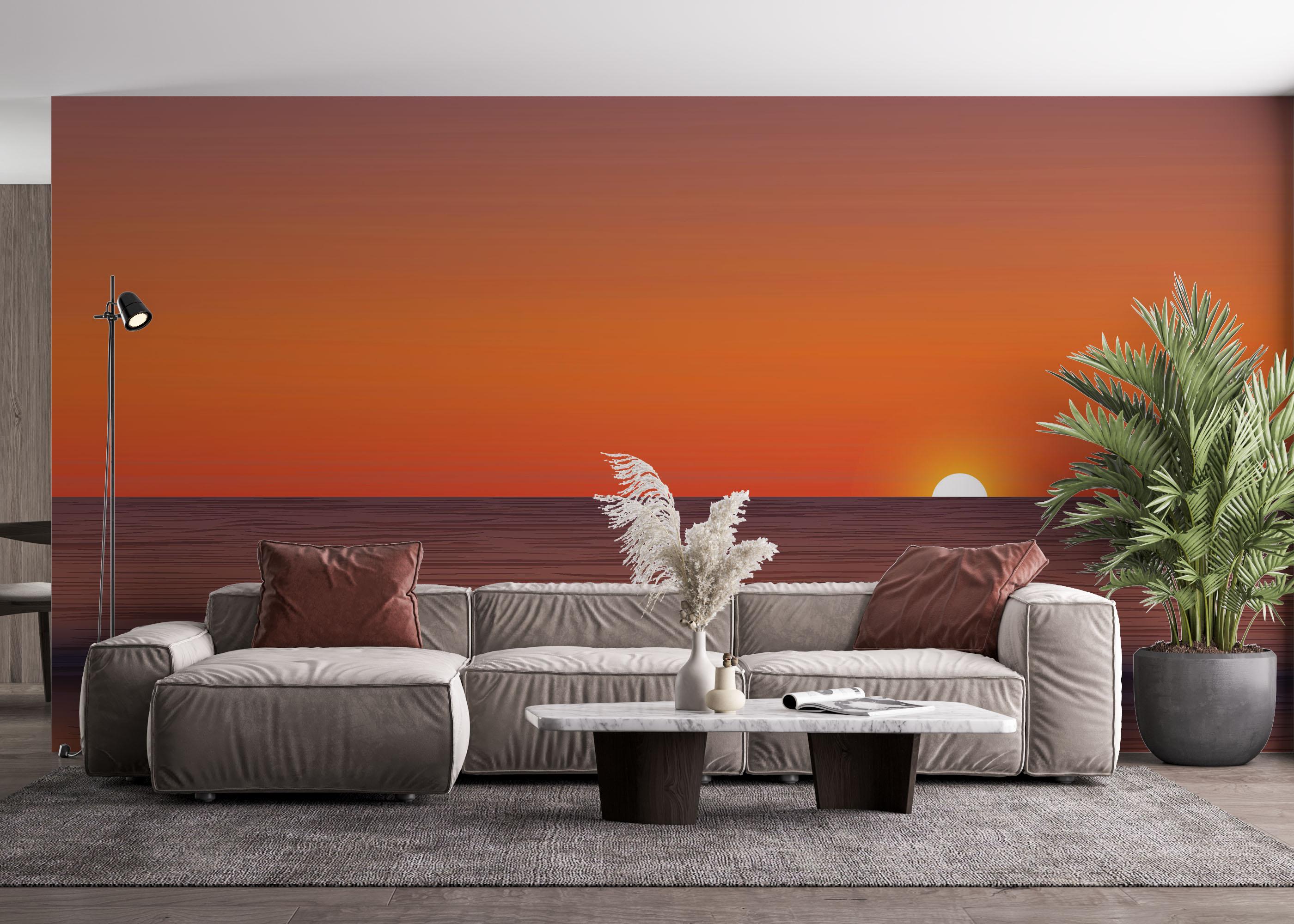 Fototapeta Sunset Green Boat mockup 4