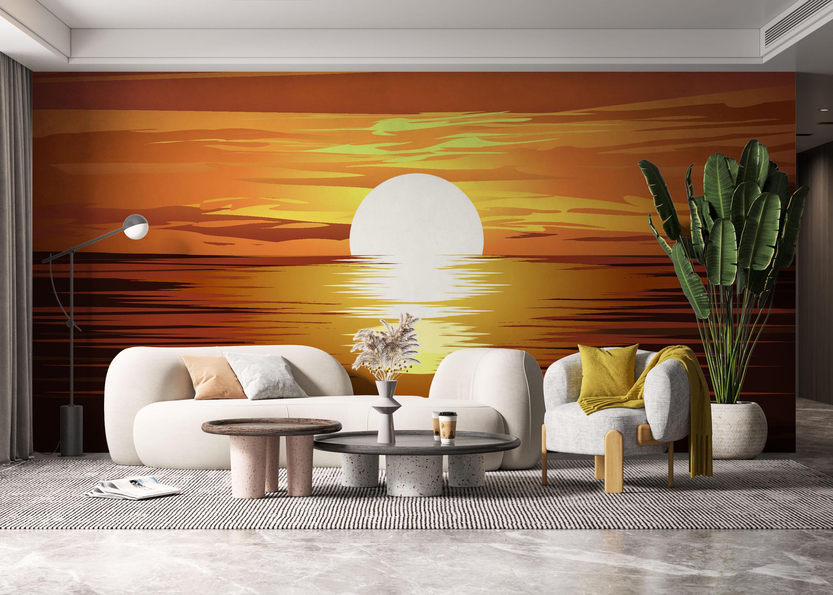 Fototapeta Sunset Brown Ocean mockup 6