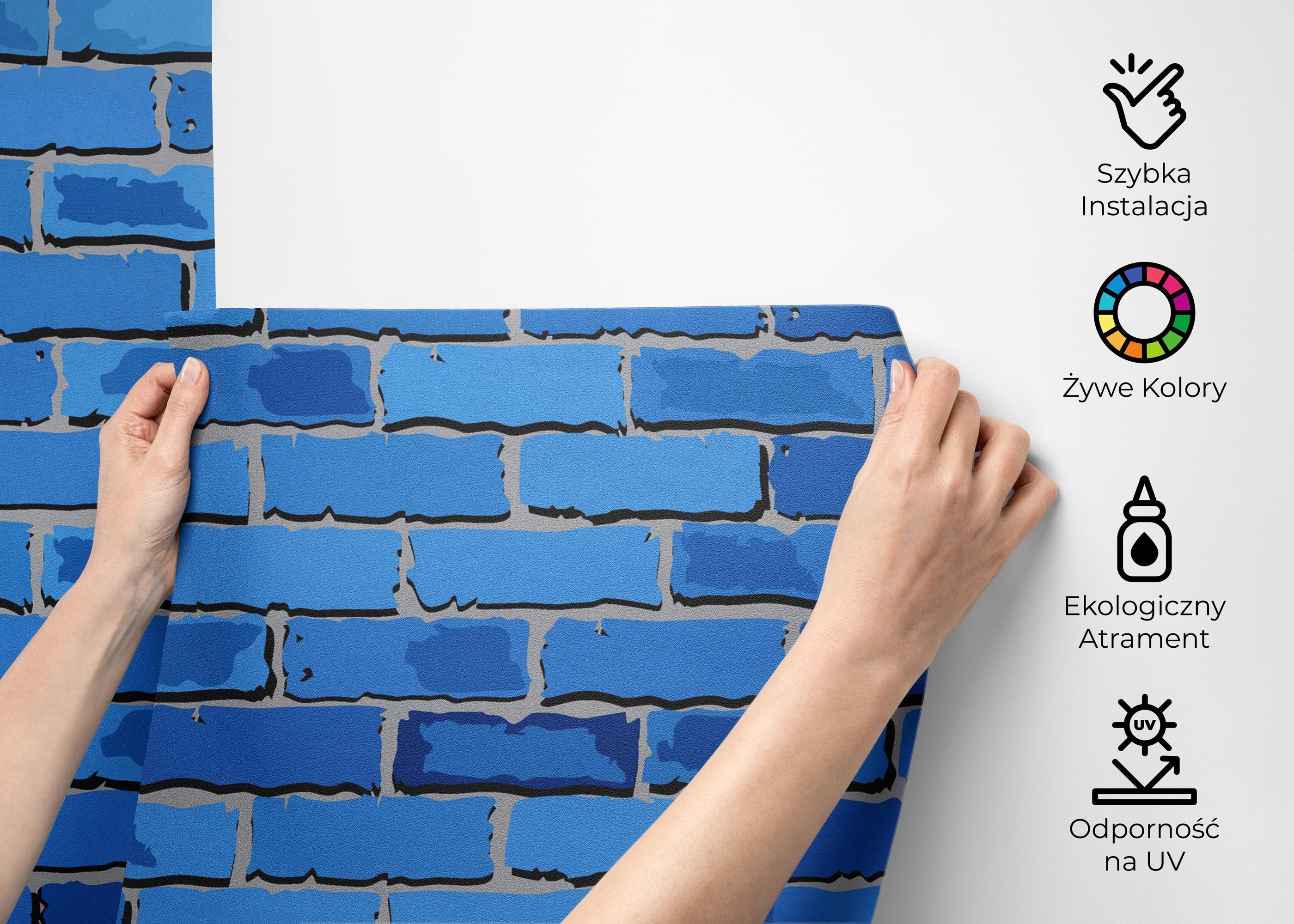 Fototapeta Blue Color Brick mockup 2
