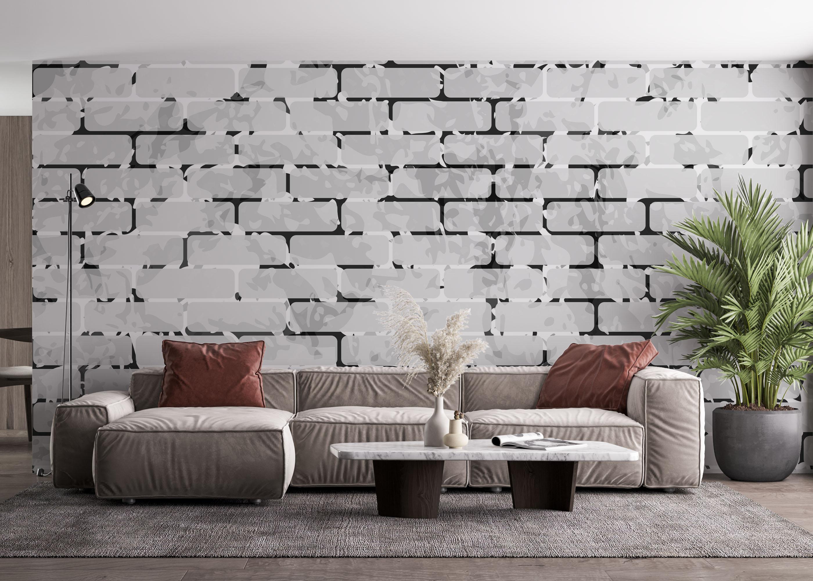 Fototapeta Black Line Brick mockup 4