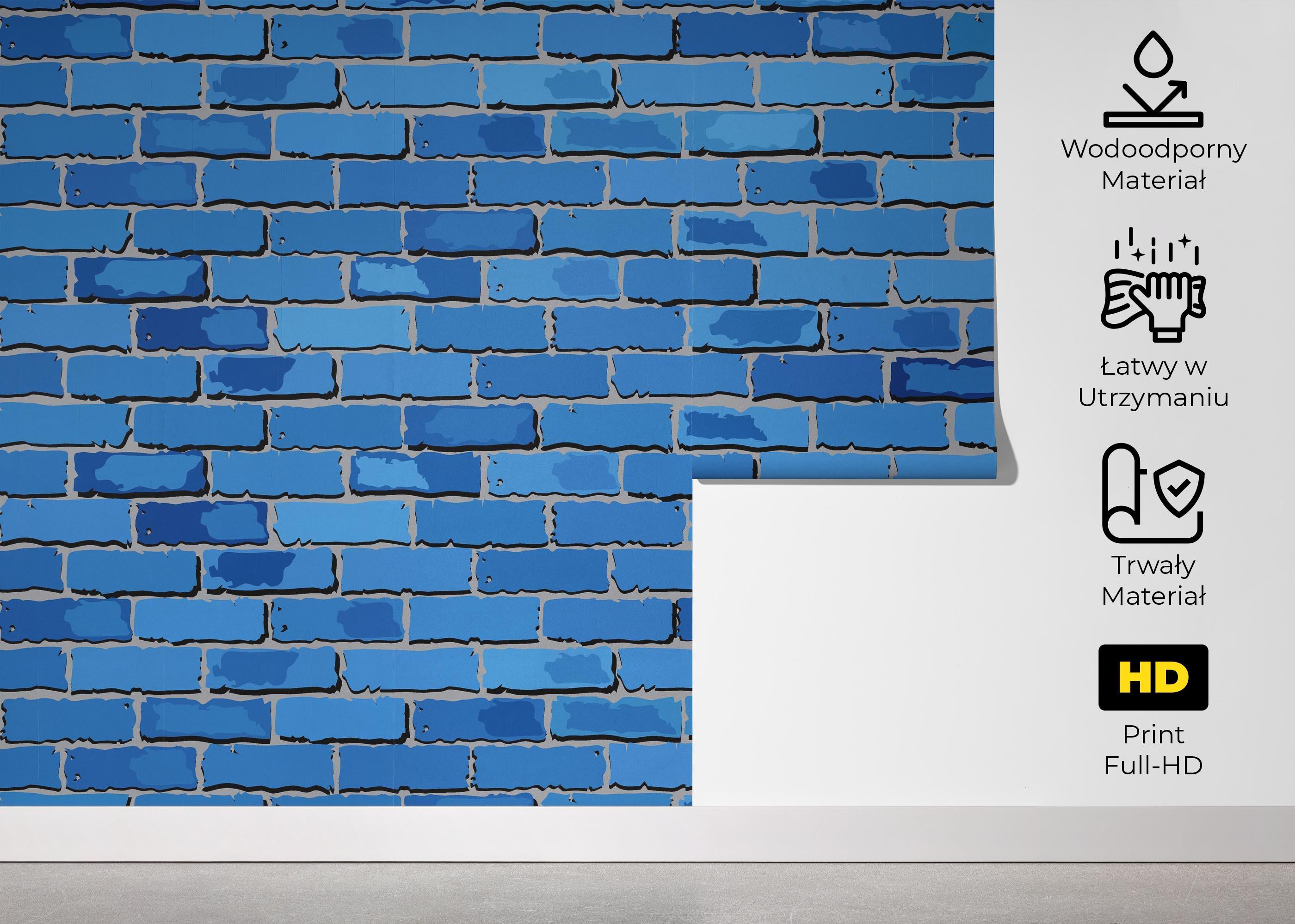 Fototapeta Blue Color Brick mockup 5
