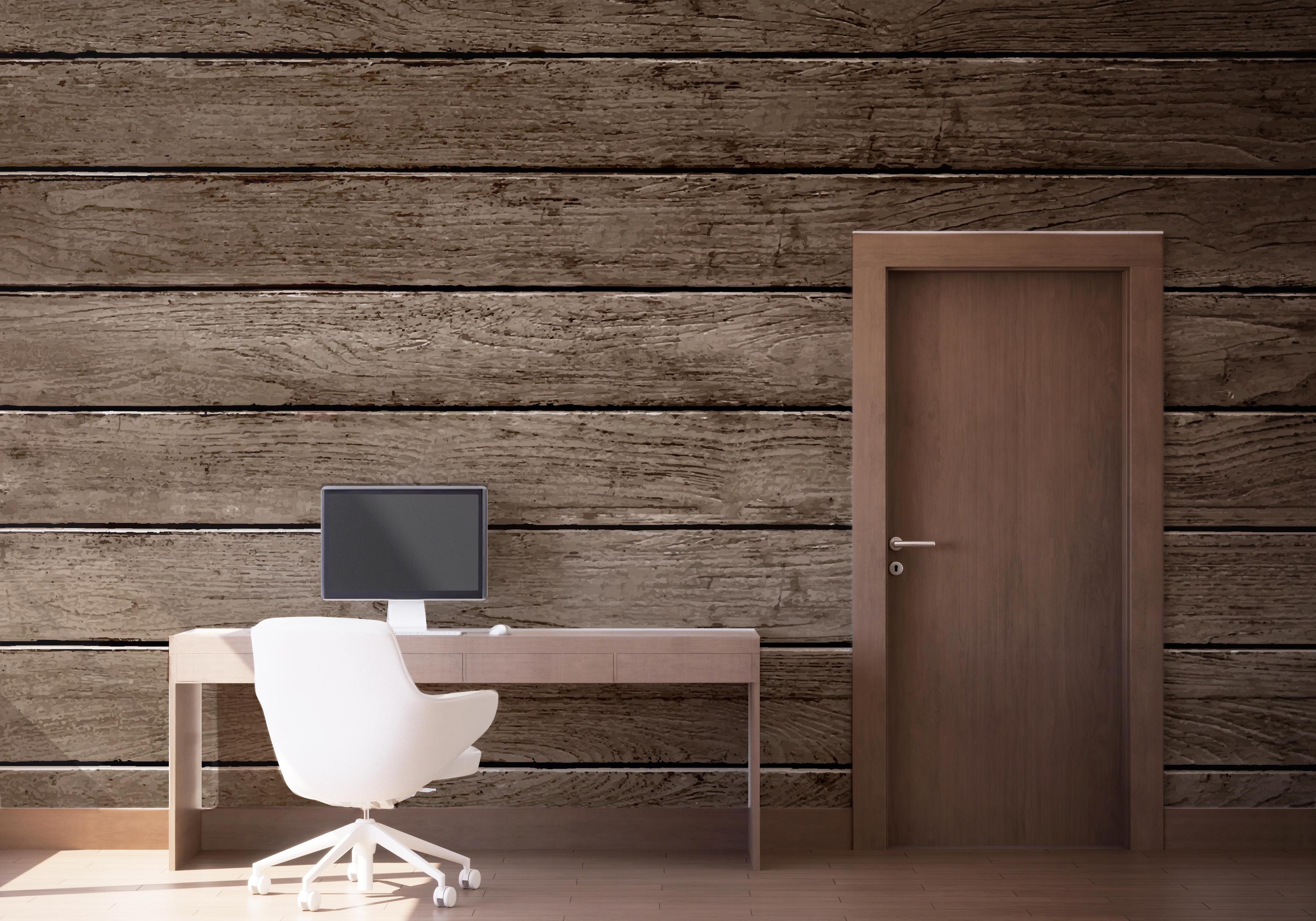 Fototapeta Brown Wooden Wall mockup 1