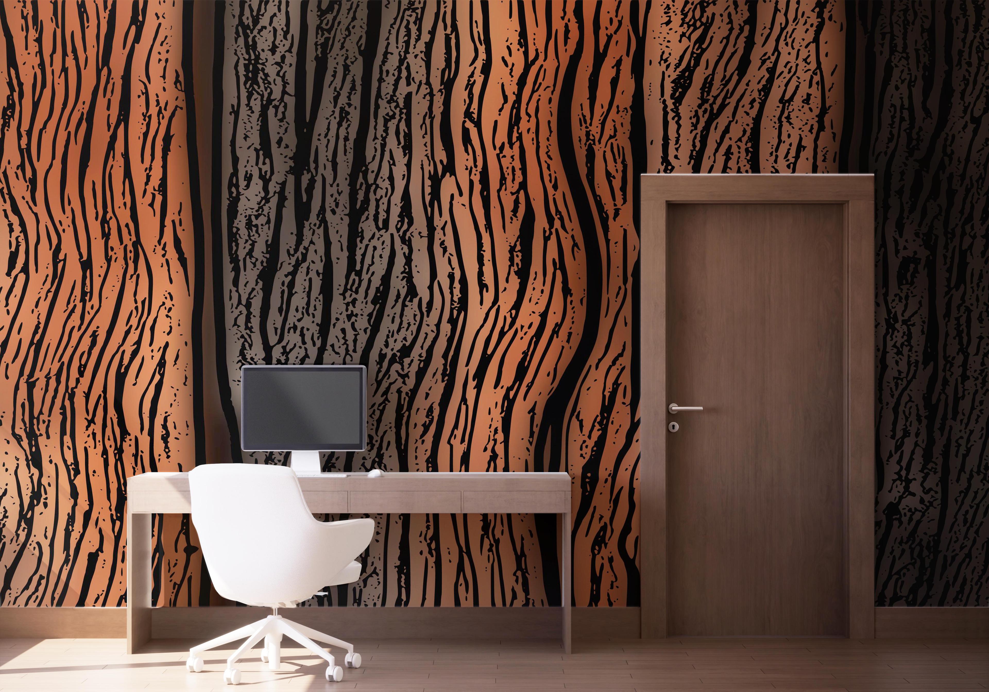 Fototapeta Orange Black Wood mockup 1