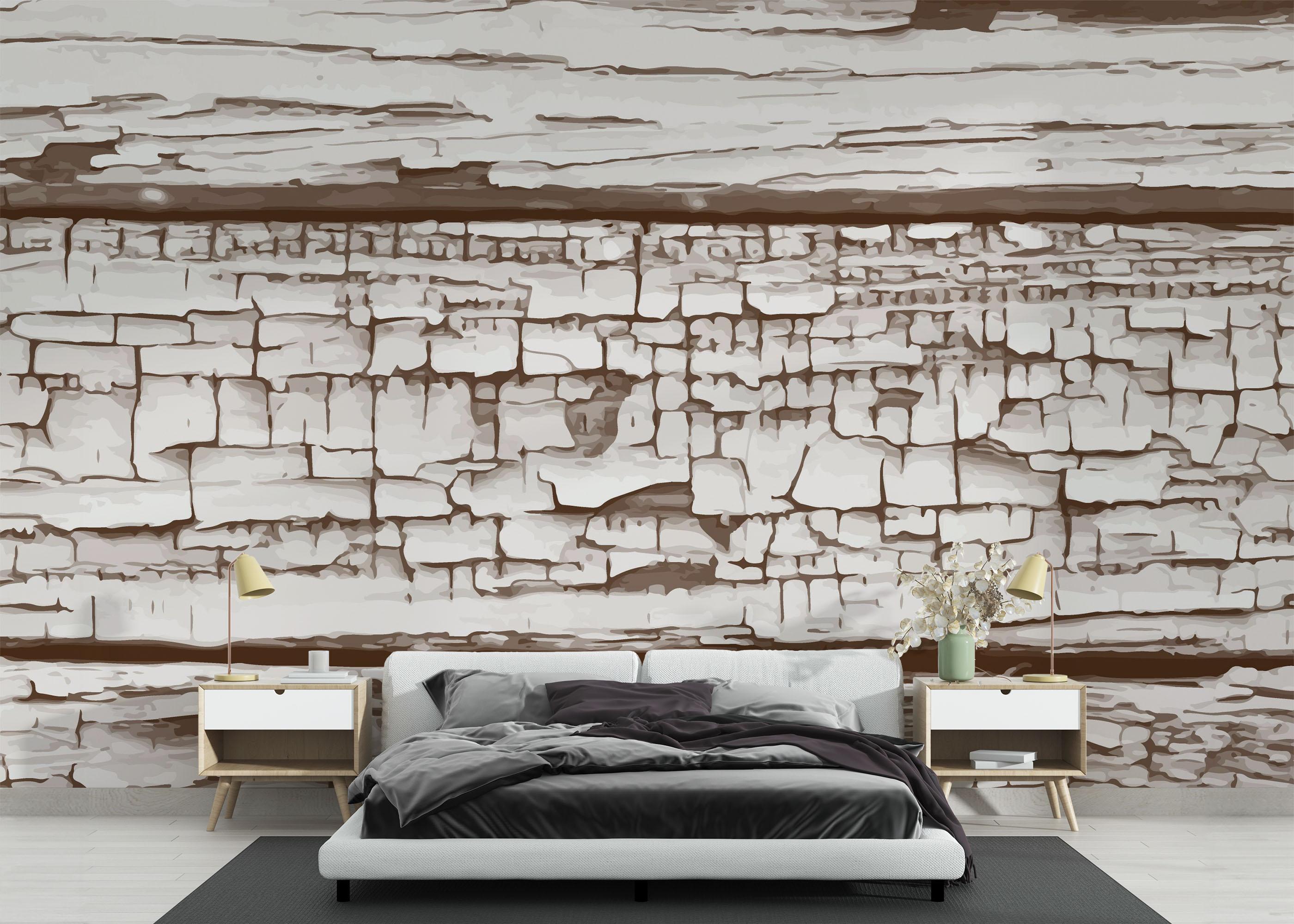 Fototapeta Cracked Wood Paint mockup 3