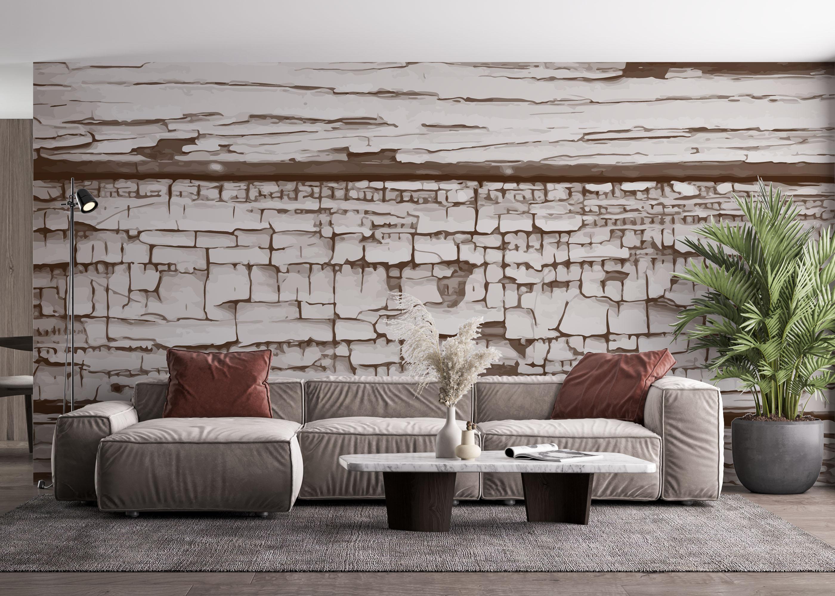 Fototapeta Cracked Wood Paint mockup 4