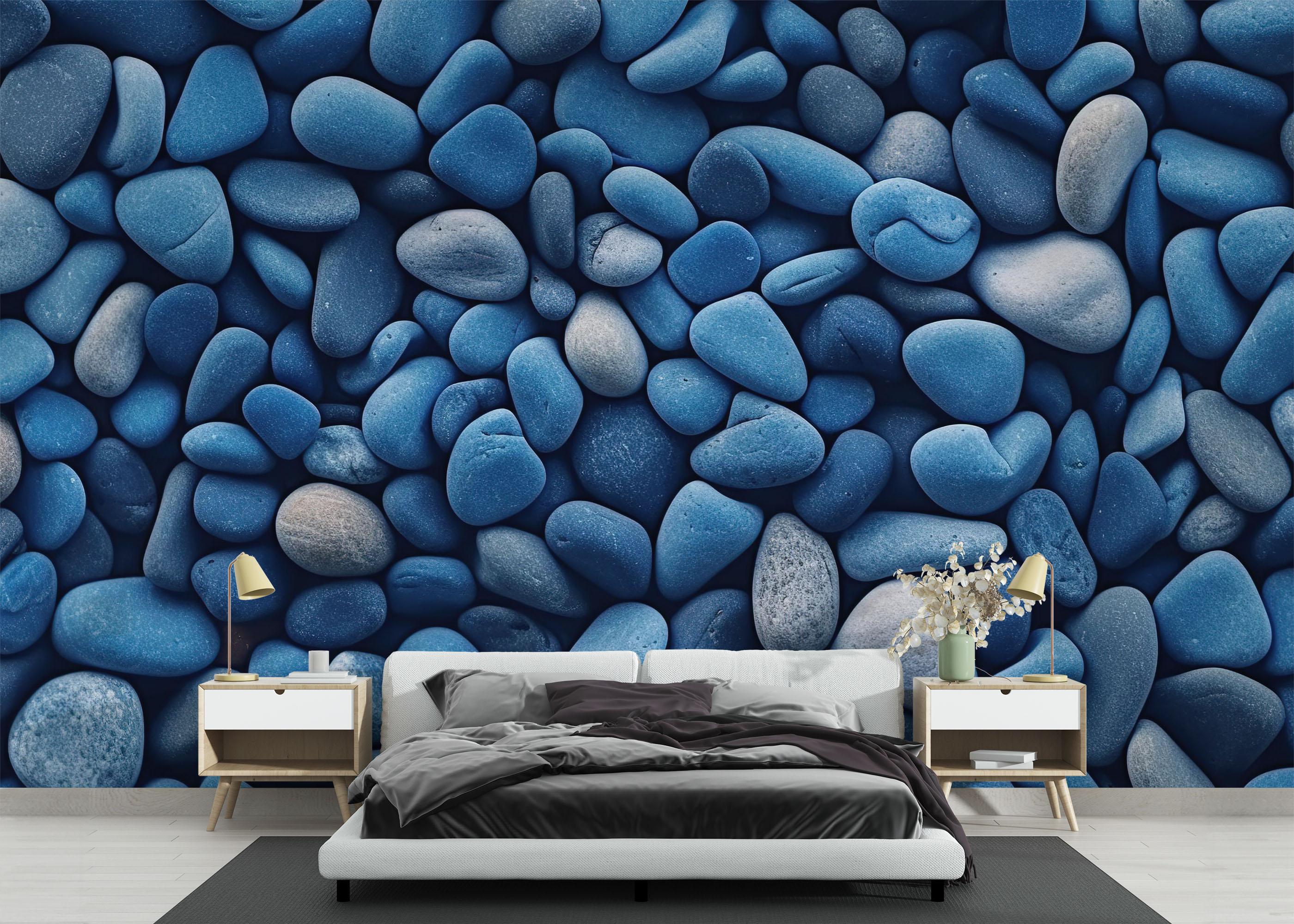 Fototapeta Blue Pebbles View mockup 3
