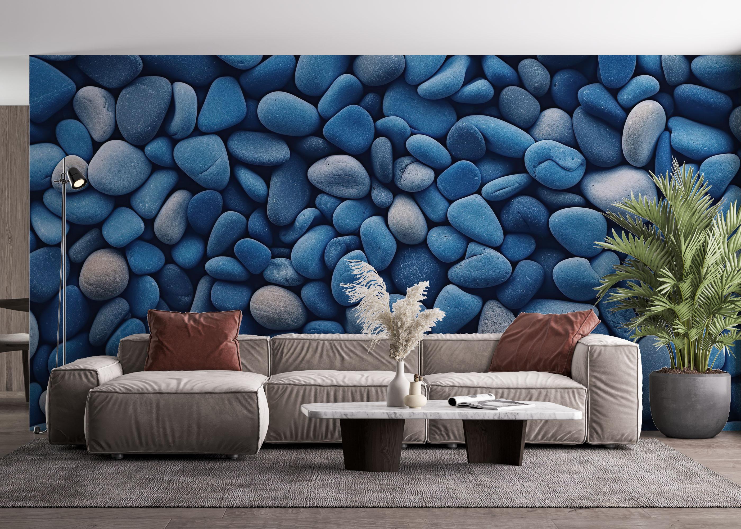 Fototapeta Blue Pebbles View mockup 4