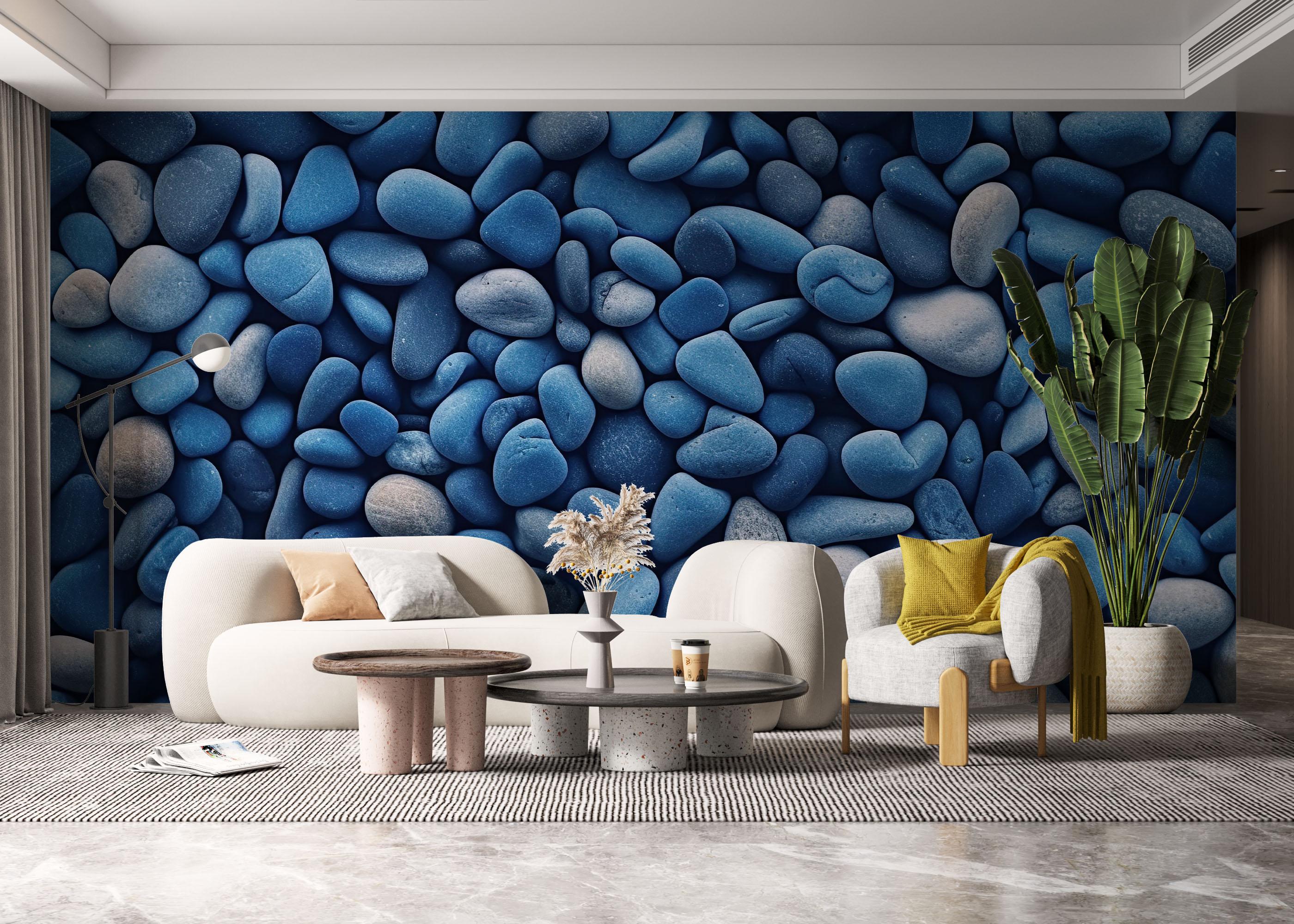 Fototapeta Blue Pebbles View mockup 6