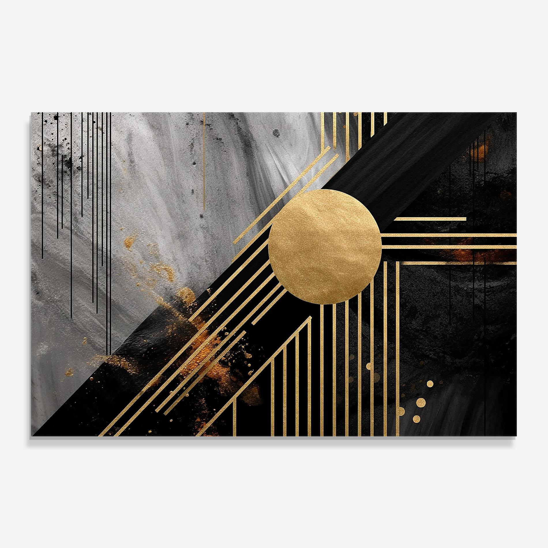Panel Szklany do Kuchni Gold Circle With Lines mockup 0