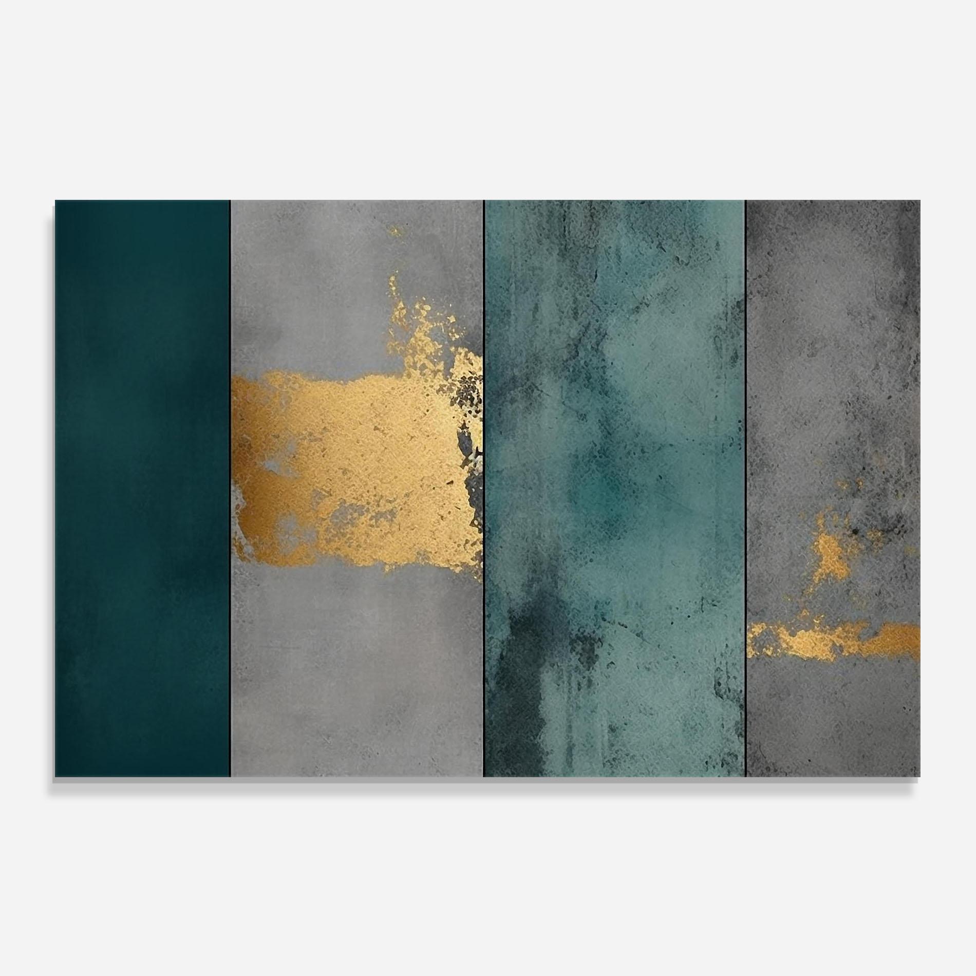 Panel Szklany do Kuchni Green Colors With Gold mockup 0