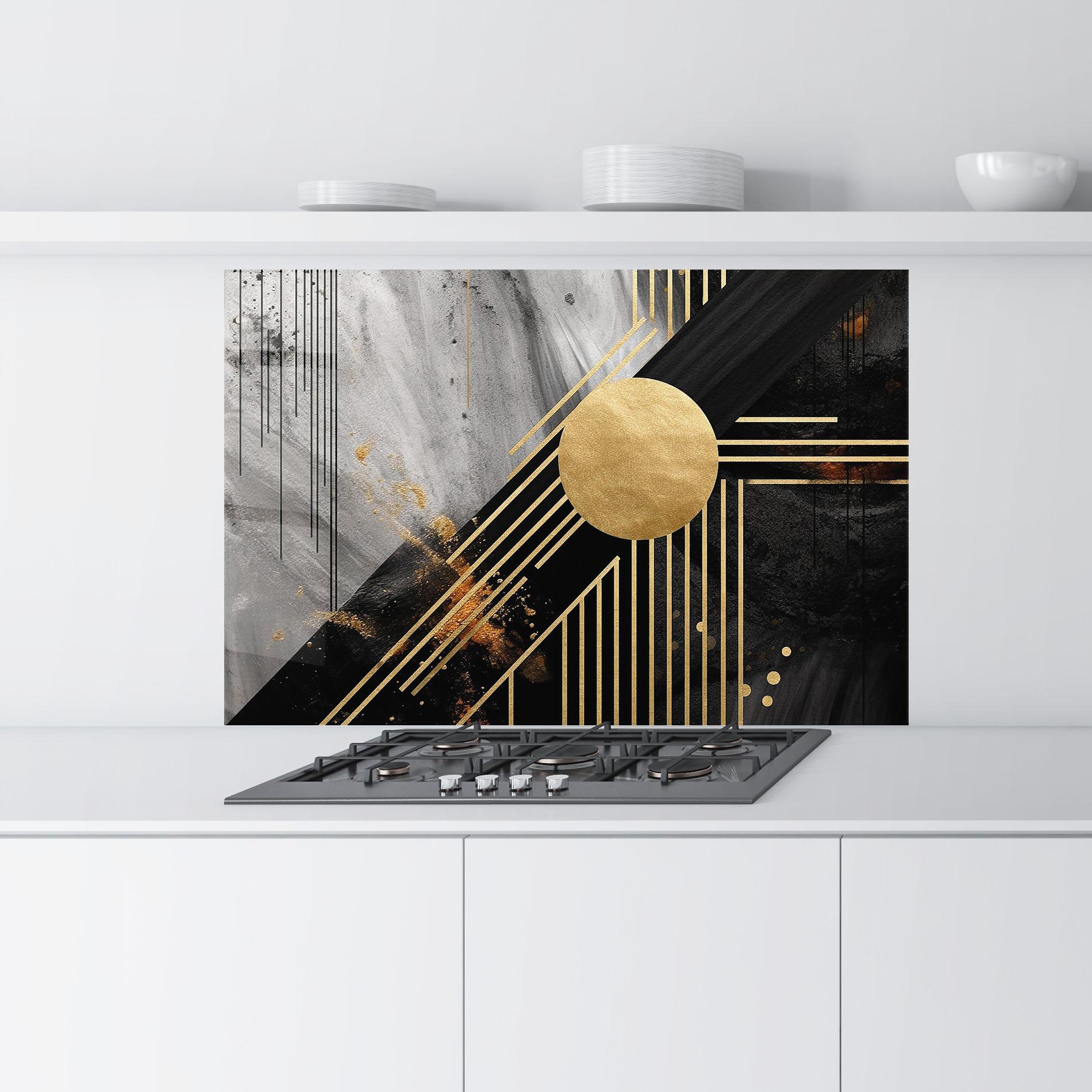 Panel Szklany do Kuchni Gold Circle With Lines mockup 9