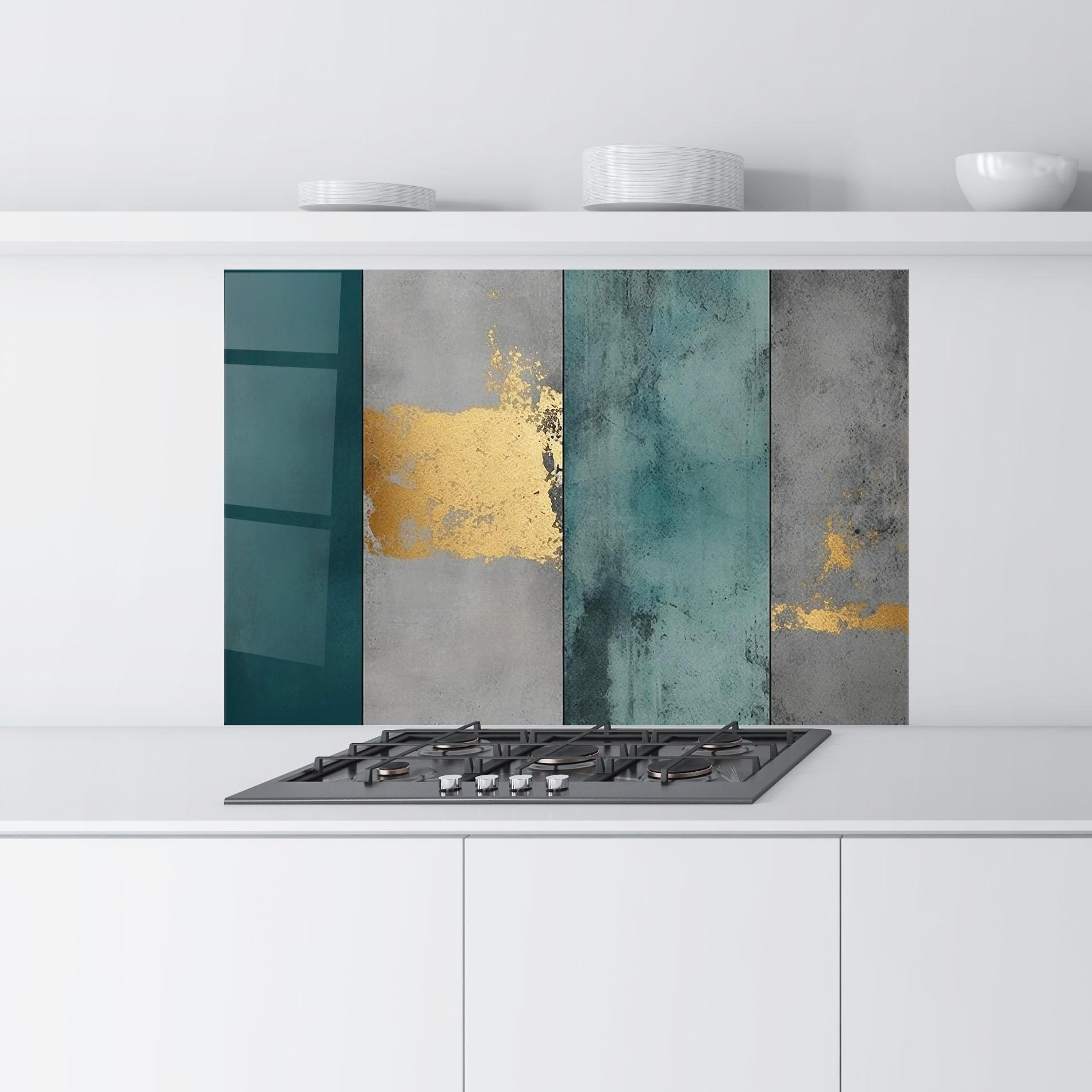 Panel Szklany do Kuchni Green Colors With Gold mockup 9